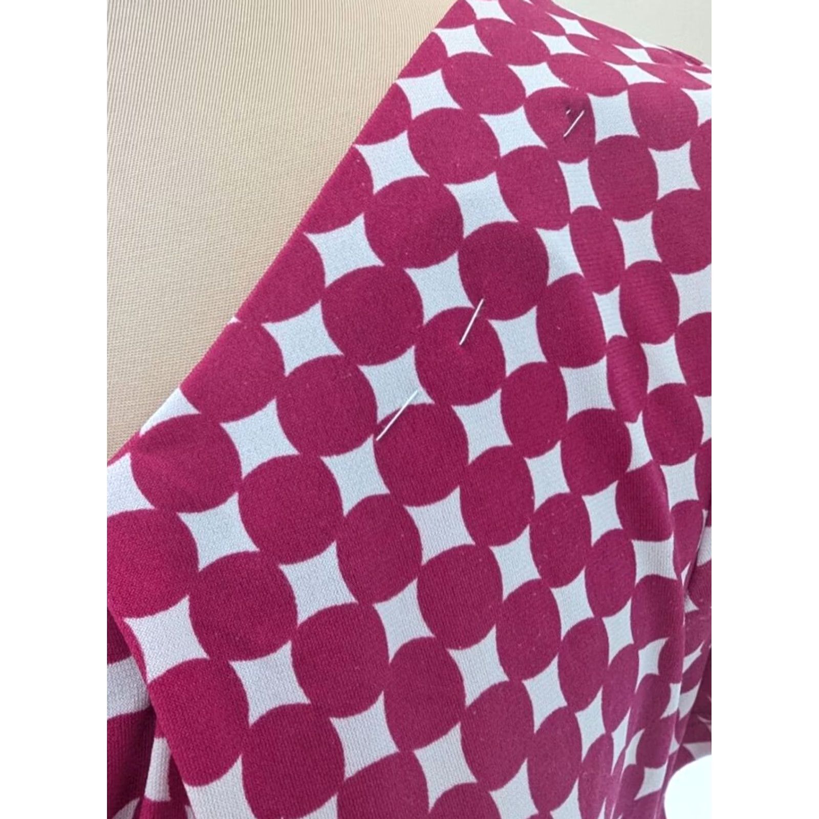 Worthington Worthington Pink White Geometric Circle Print Scoop Neck Short Sleeve Top Womens 1X Retro Size XL / US 12-14 / IT 48-50 - 4 Thumbnail