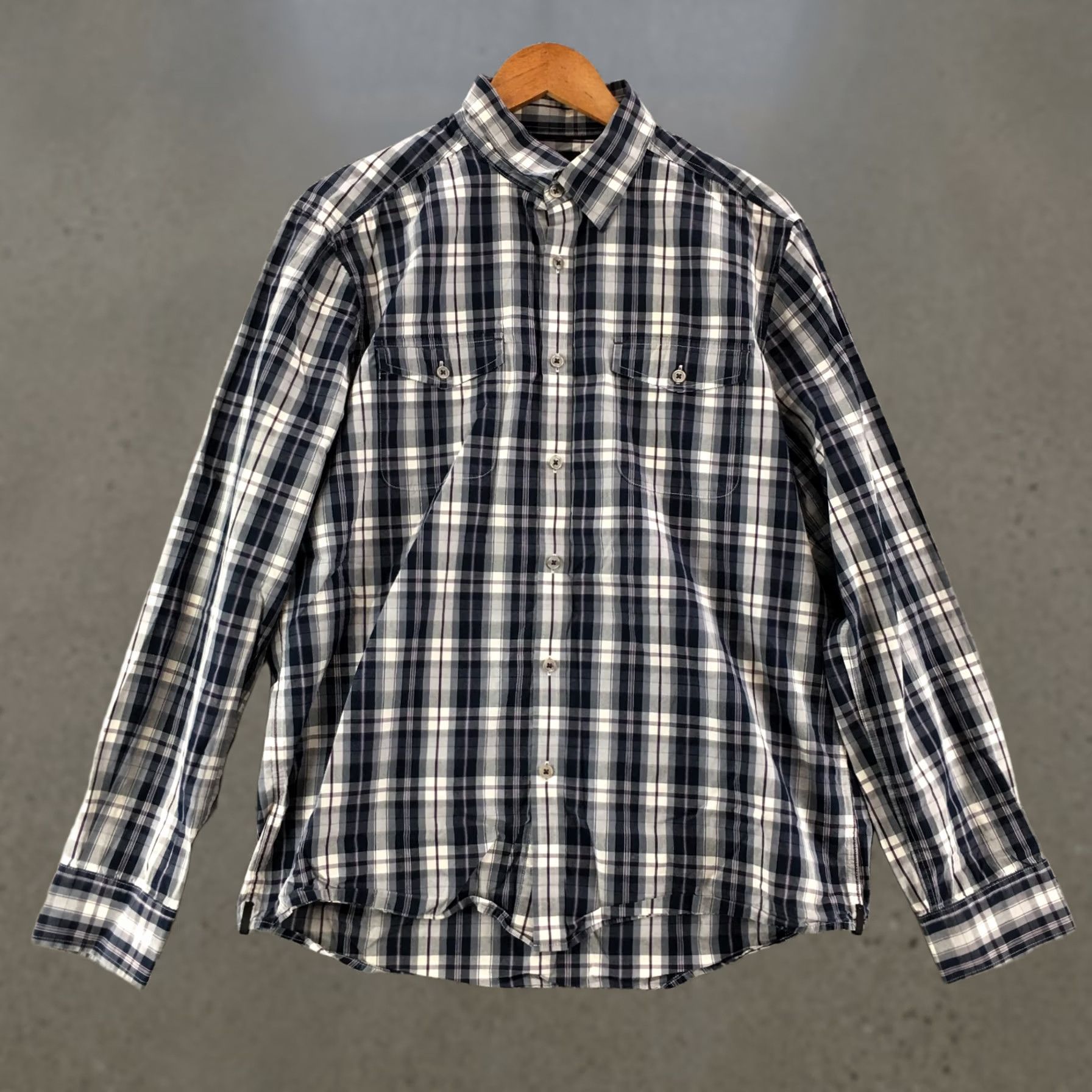 Kenneth Cole KENNETH COLE Button Up Casual Shirt Mens Large Blue Plaid Cotton Long Sleeve Size US L / EU 52-54 / 3 - 1 Thumbnail