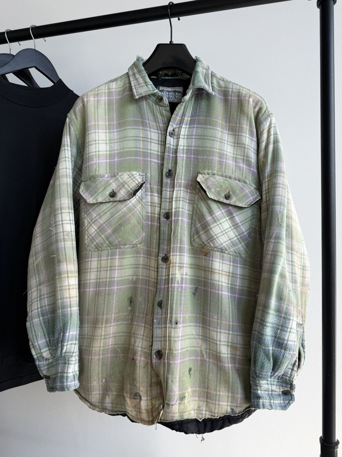 Vintage 90s Sickly Thrashed Distressed Padded Grunge Erd Flannel Size US M / EU 48-50 / 2 - 1 Thumbnail