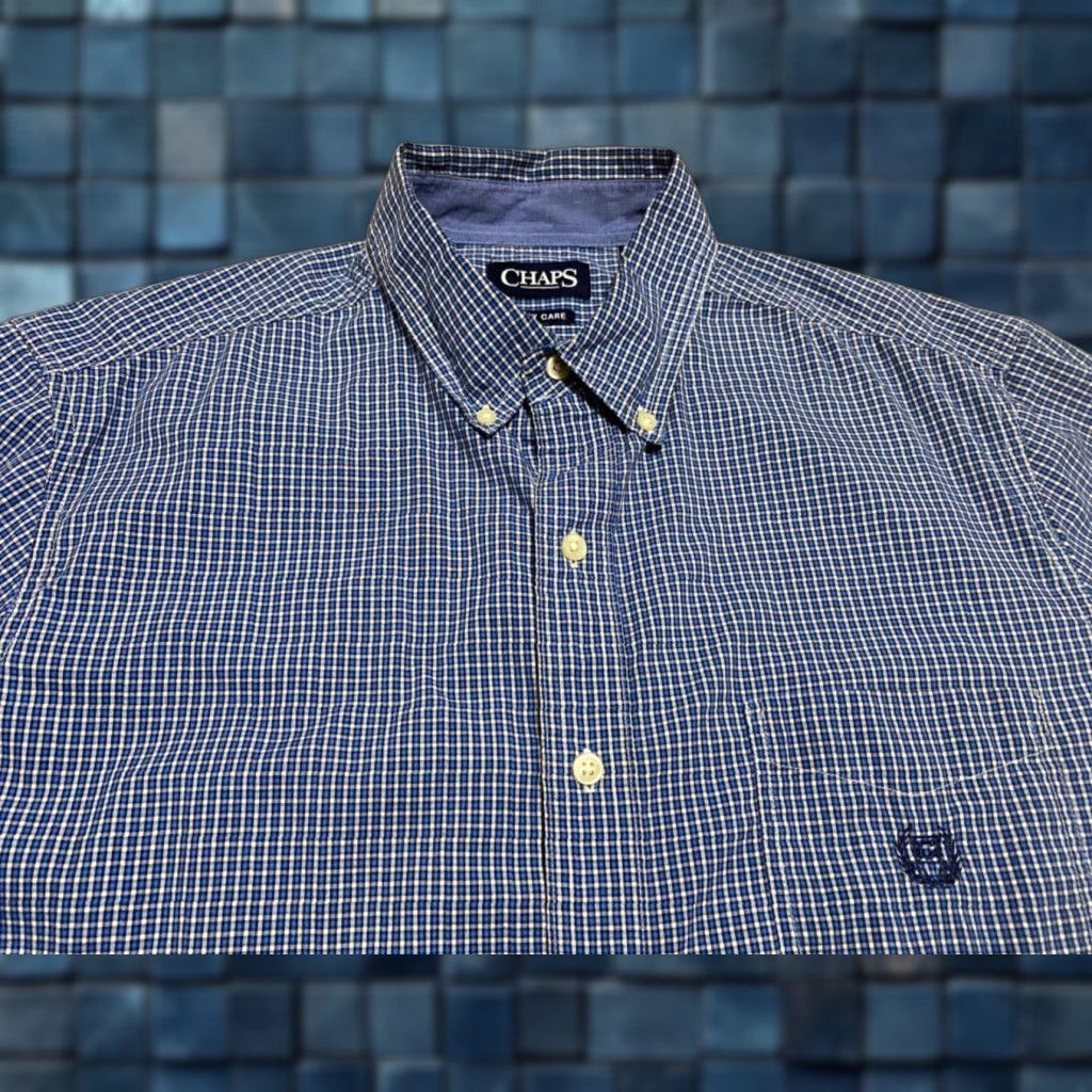 Chaps Chaps Ralph Lauren Mens Large Shirt Blue Plaid Check Long Sleeve Button-Down Shirt L Green Cotton, Polyester Size US L / EU 52-54 / 3 - 1 Thumbnail
