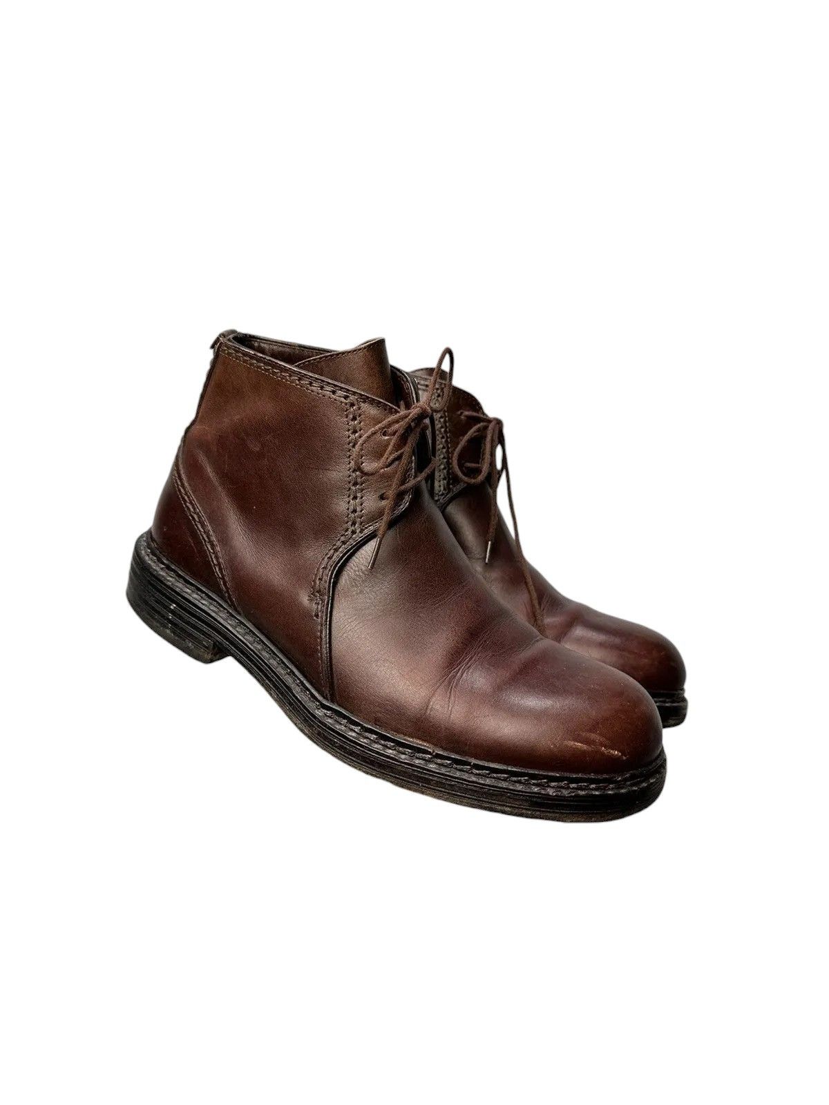 14th Addiction Vintage Gianni Versace brown leather boots lace-up handmade Size US 7.5 / EU 40-41 - 2 Thumbnail
