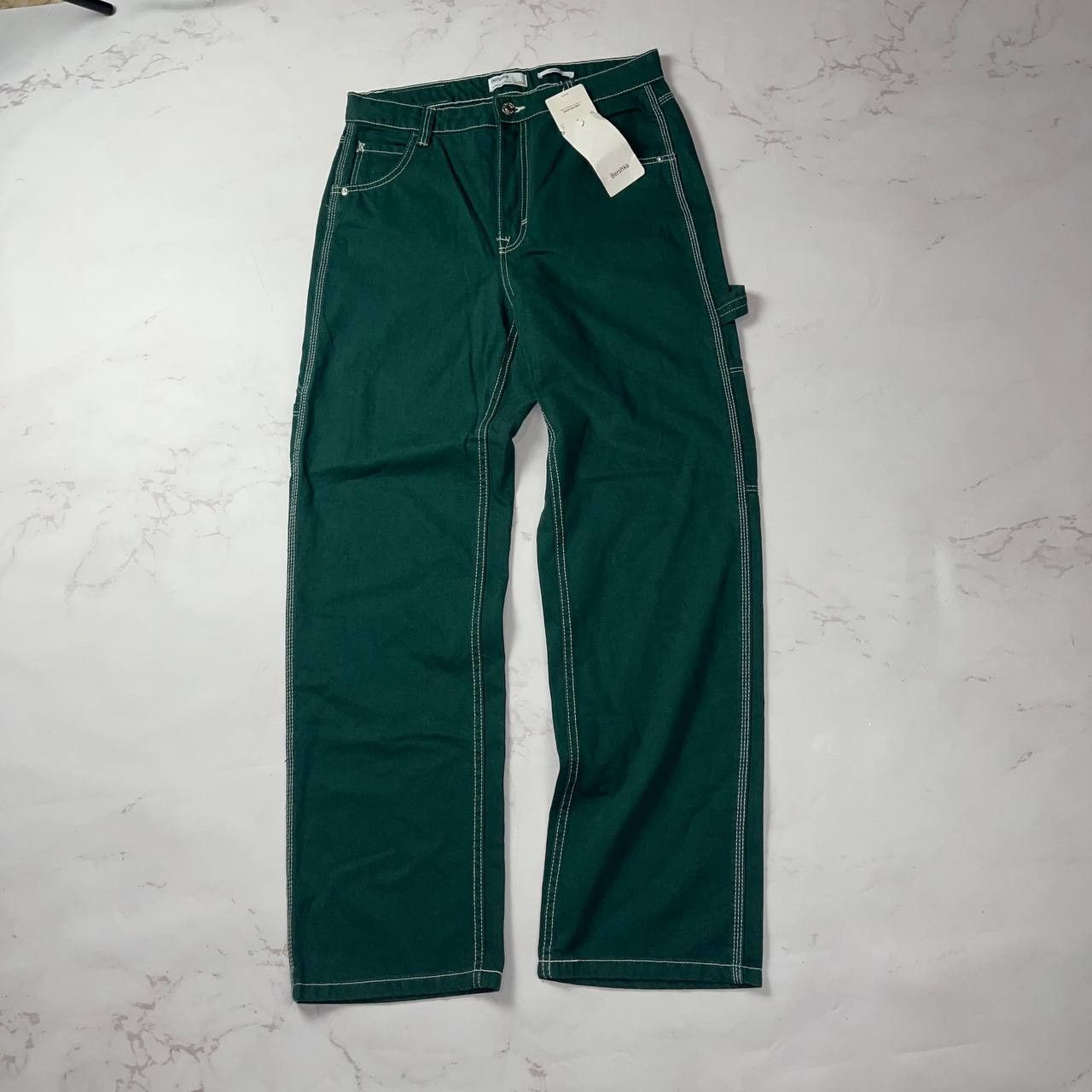 Vintage Bershka straight dark green cargo jeans Work style Carhartt Size US 40 / EU 56 - 3 Thumbnail