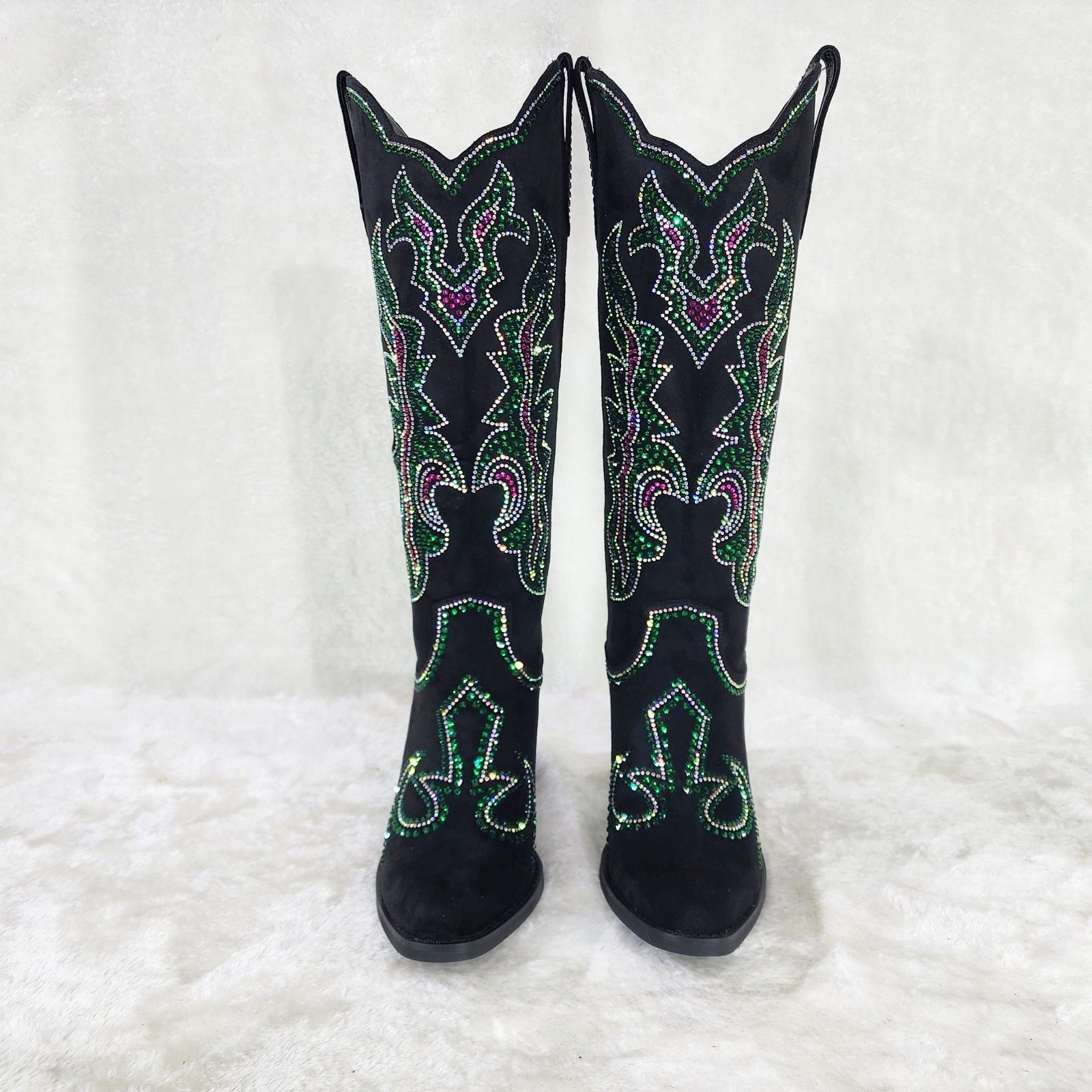 Other Roswell Country Western Cowgirl Knee Boots Rhinestones Black Size US 9 / IT 39 - 7 Thumbnail