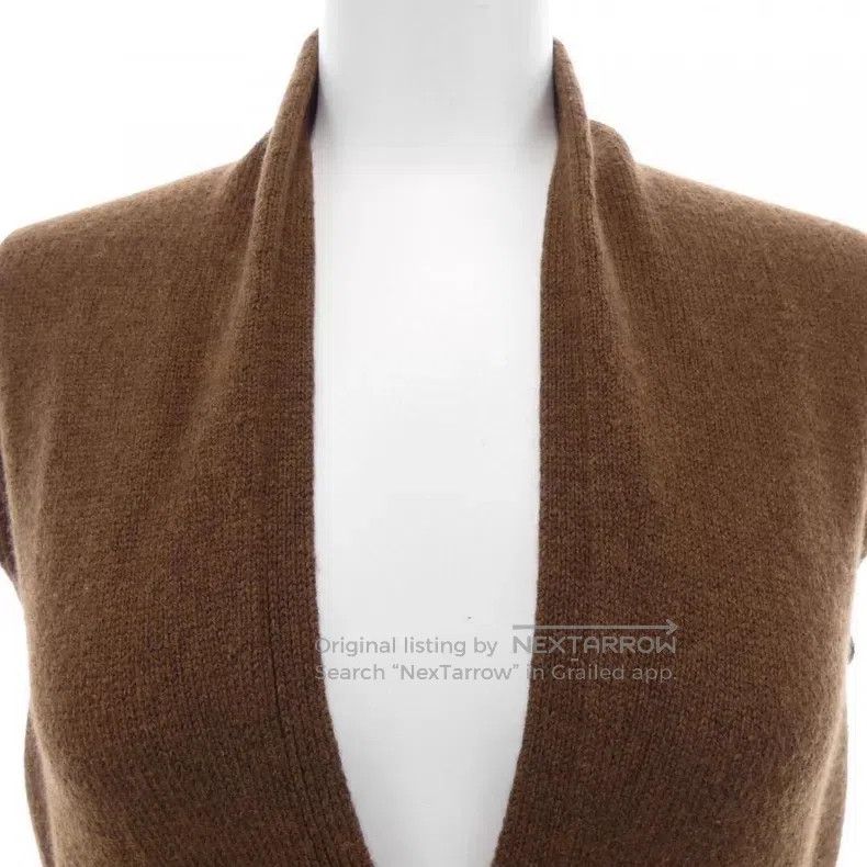 Hermes Hermes Brown Cashmere V-Neck Dress Size S / US 4 / IT 40 - 4 Thumbnail