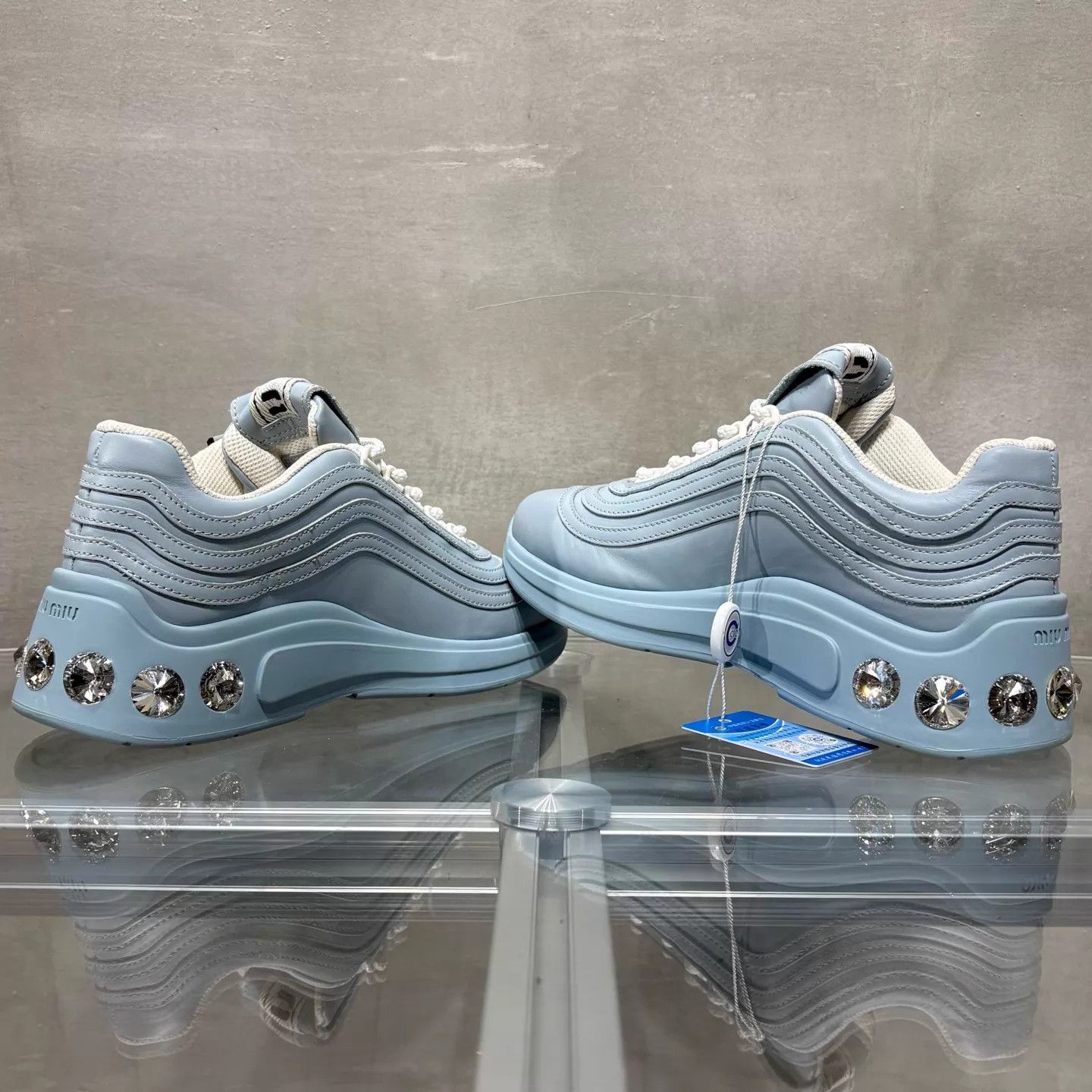 Miu Miu MIU MIU Blue Crystal Sneaker 35.5 YH5000557 New in Box Size US 4.5 / IT 34.5 - 5 Thumbnail