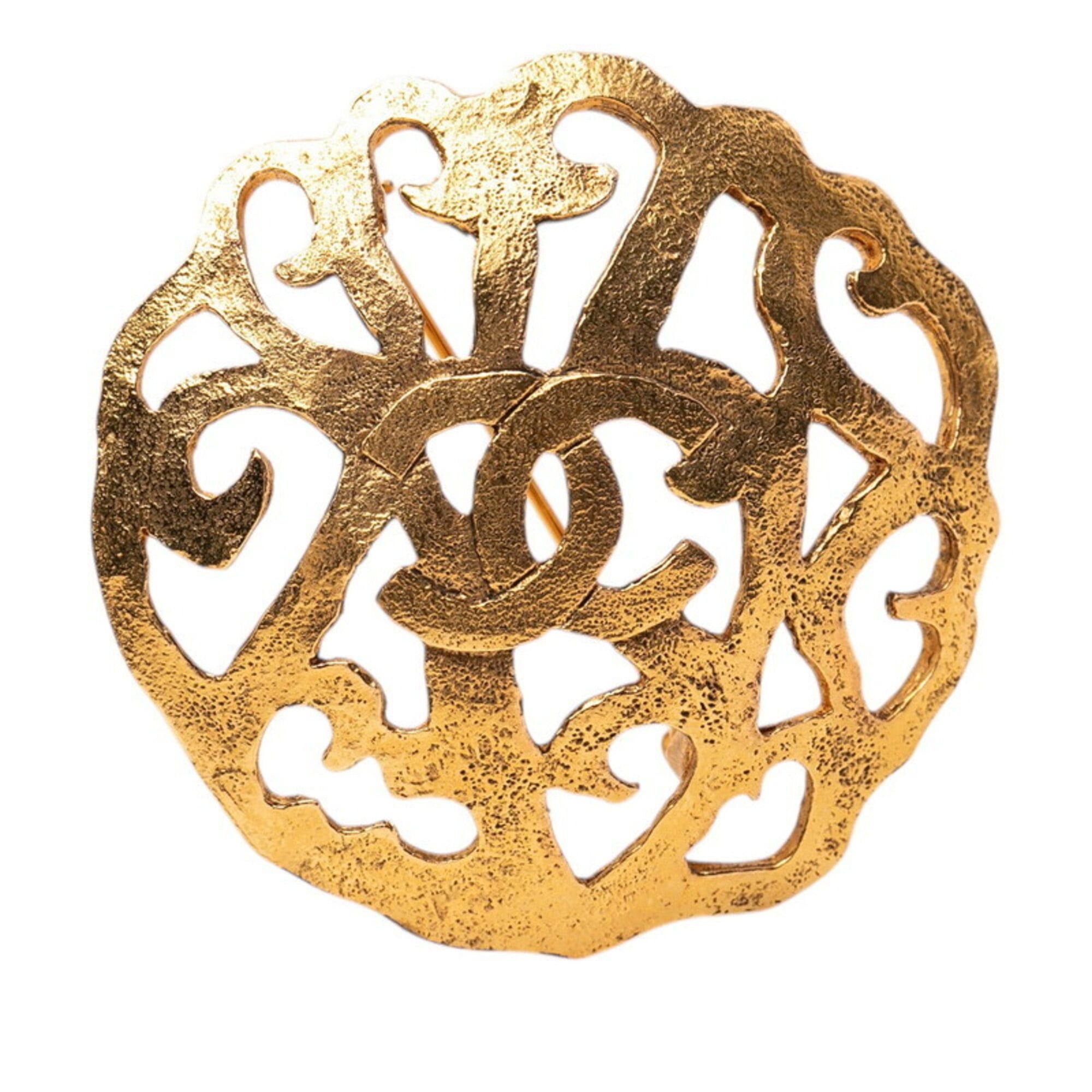 Chanel Chanel Coco Mark Round Logo Brooch, Vintage, Stamped 25, Gold Plated, Women's. Size ONE SIZE - 1 Thumbnail