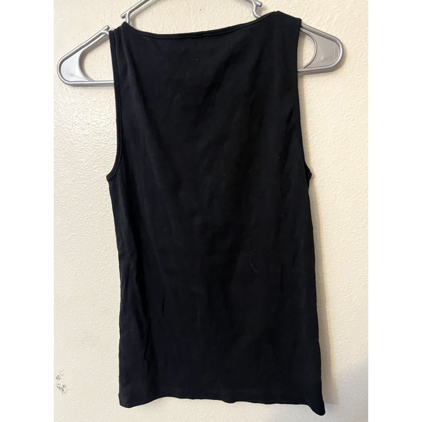 J.Crew J.CREW Tank Open-neck cami top Black Sz M 100% Cotton Slim Regular Women's Modern Basic Crew Neck Shirt Woman Tank Top Black Medium M Womens Size M / US 6-8 / IT 42-44 - 3 Thumbnail