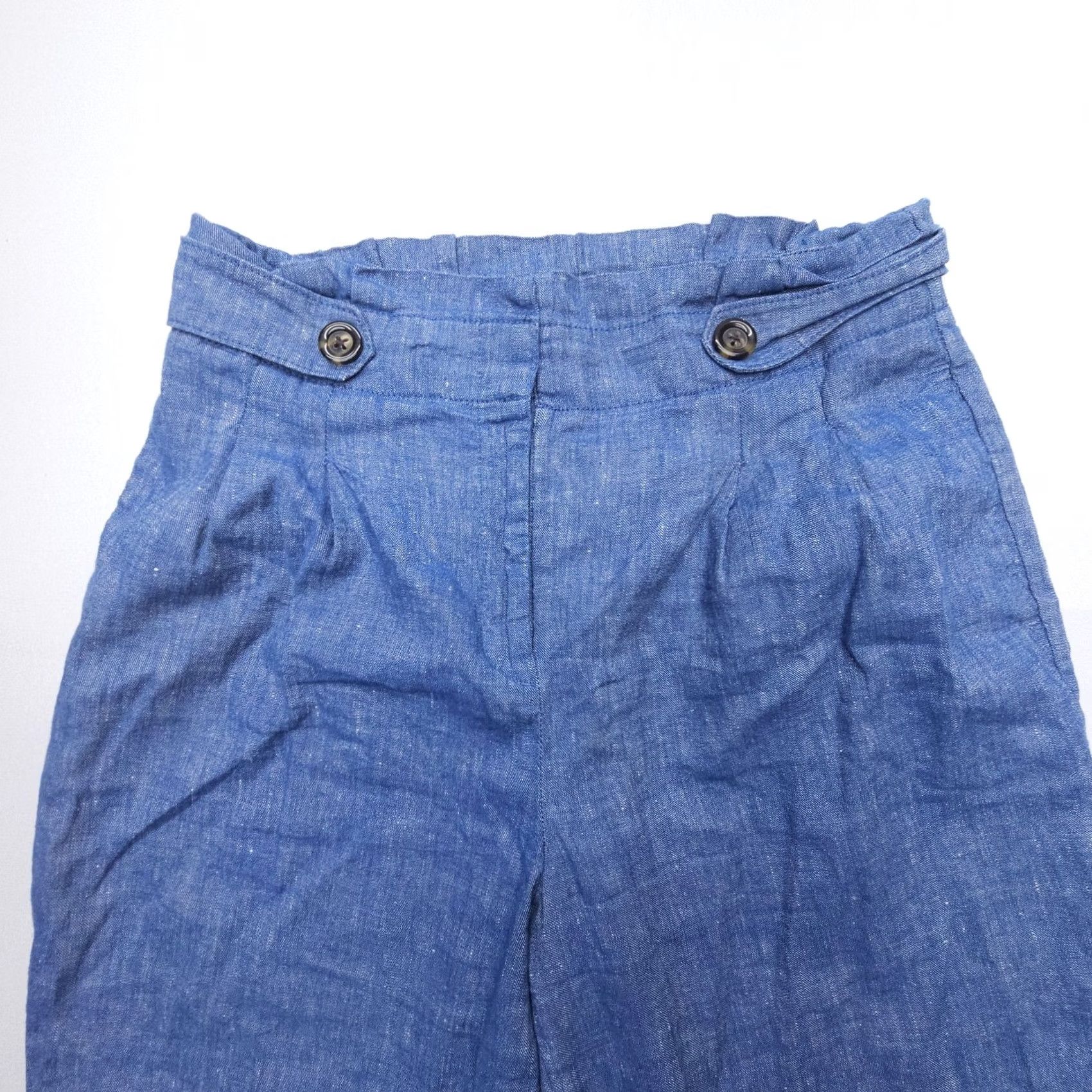 Ann Taylor Ann Taylor Linen Cotton High Rise Relaxed Taper Pants Size 8 Blue Coastal Pleat Size 30" / US 8 / IT 44 - 3 Thumbnail