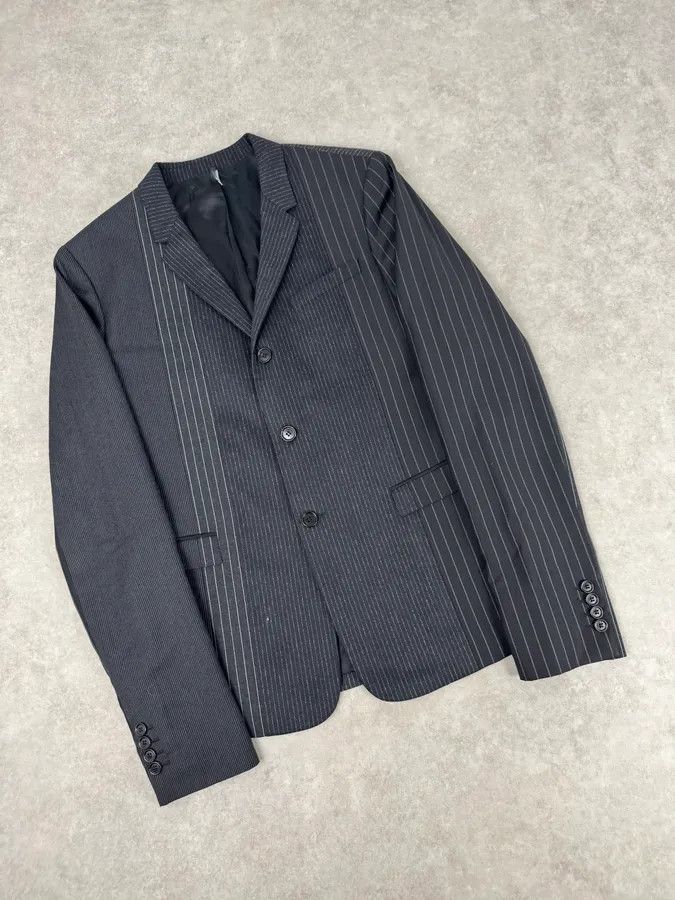 Dior 2010s Dior Grey Wool White Pinstripe Blazer Jacket by Kris Van Assche Size 42R - 4 Thumbnail