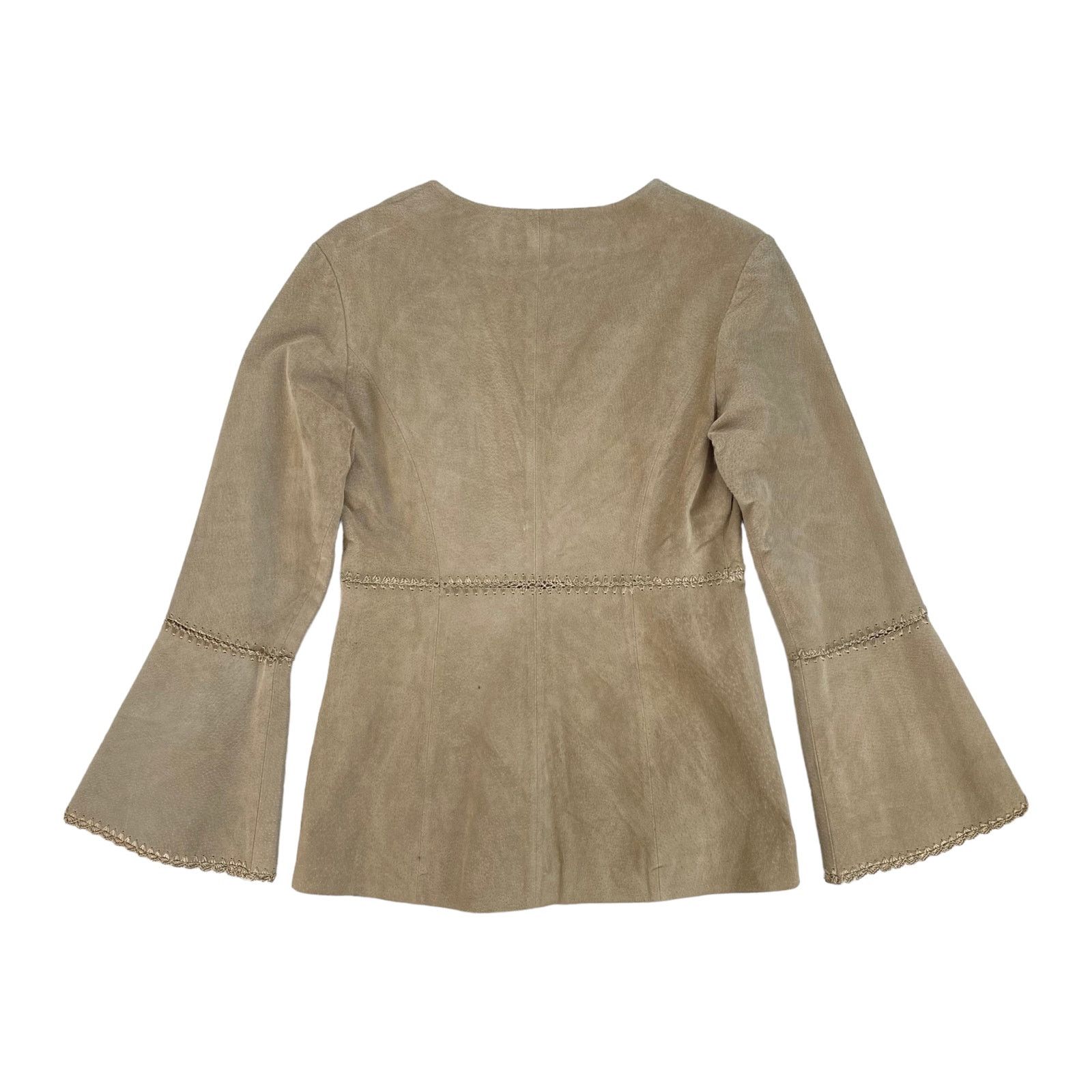 Other × Vintage Elspeth Gibson Y2K Vintage Beige Bell Sleeve Leather Jacket Size S / US 4 / IT 40 - 4 Thumbnail