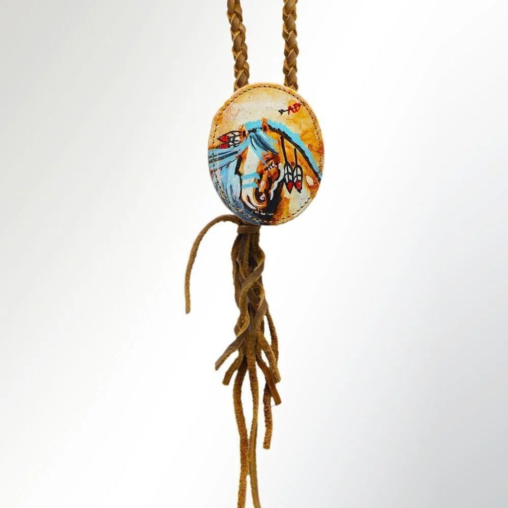 Other Western Braided Genuine Leather Horse Necklace Hand Painted Size ONE SIZE - 1 Thumbnail