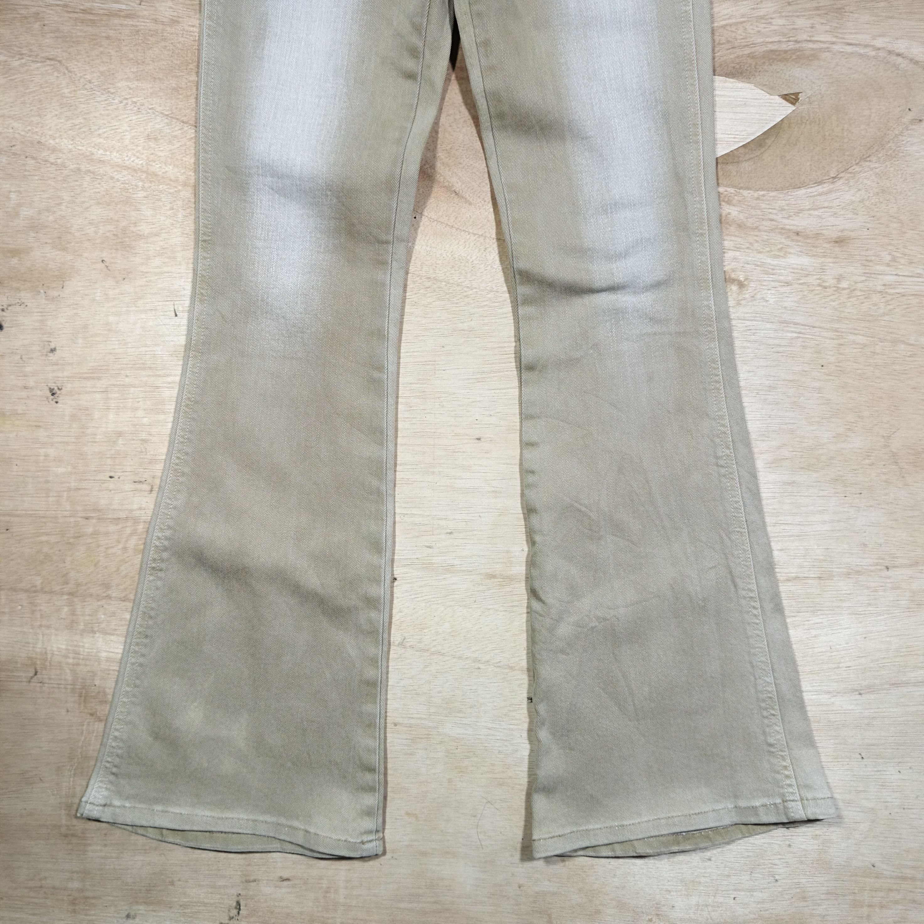 Japanese Brand NUVE Khaki Washed Flare Leg Multi Pocket Size 28" / US 6 / IT 42 - 3 Thumbnail