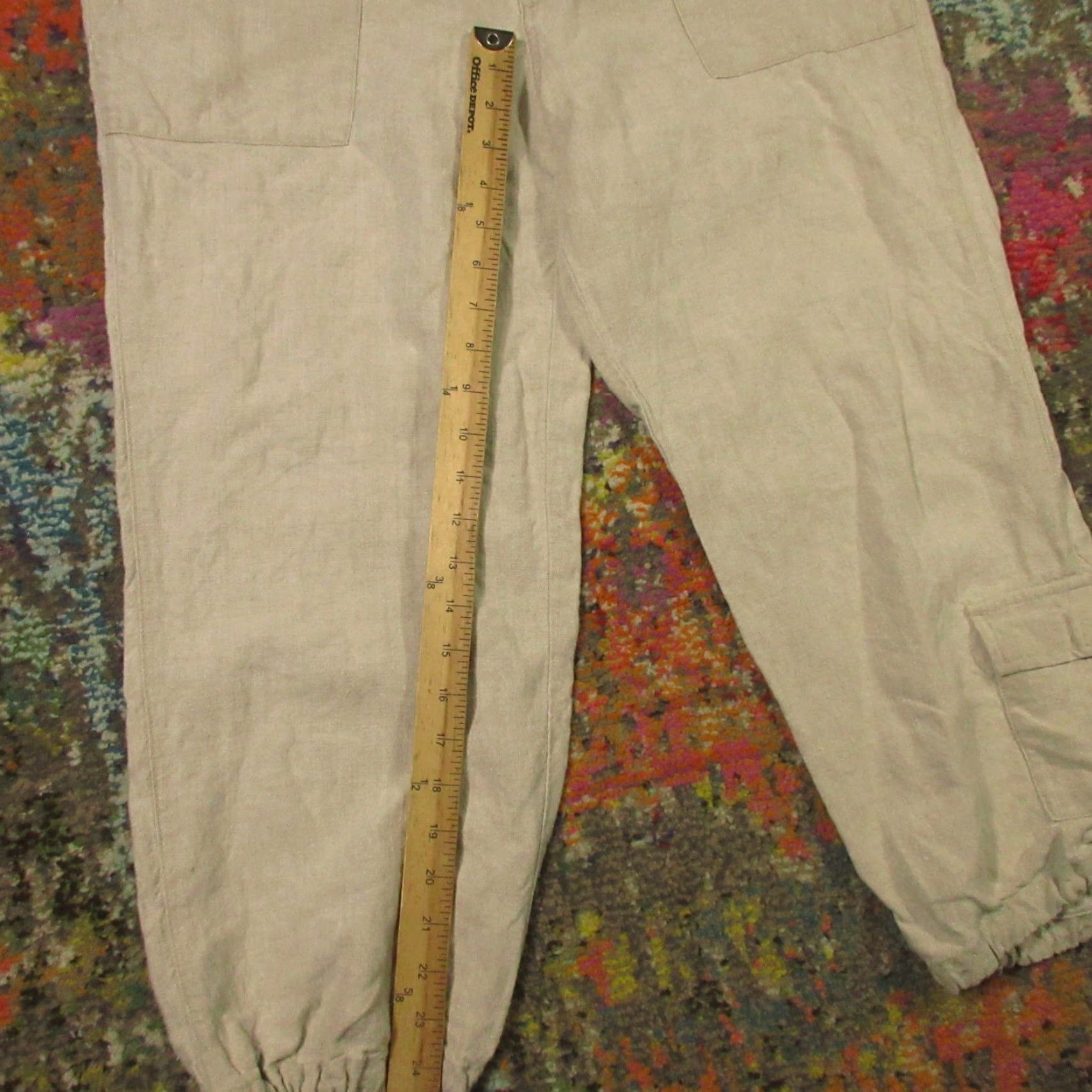 Eddie Bauer Eddie Bauer Linen Pants Women 14 Drawstring Straight Cargo Cropped 32x24 Beige Size 36" / US 14 / IT 50 - 7 Thumbnail