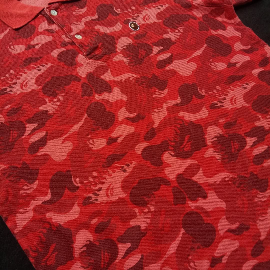 Bape 2009 Bape Fire Red Camo Polo Size US M / EU 48-50 / 2 - 2 Thumbnail