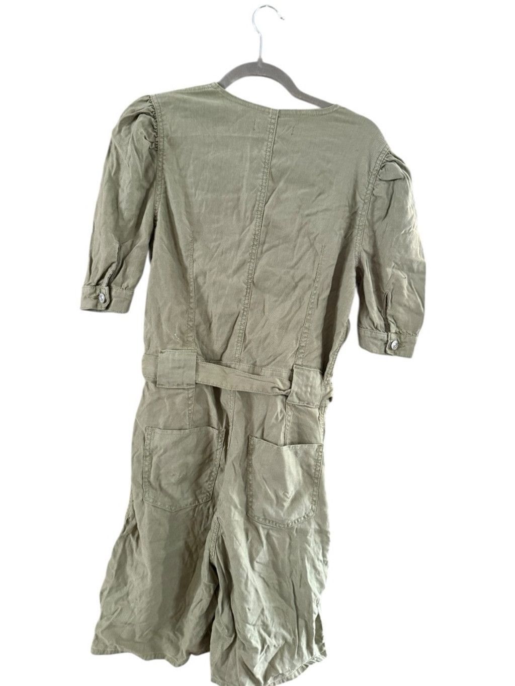 Hudson Women's Hudson Green Puff Sleeve Utility Romper M Size 33" - 13 Thumbnail