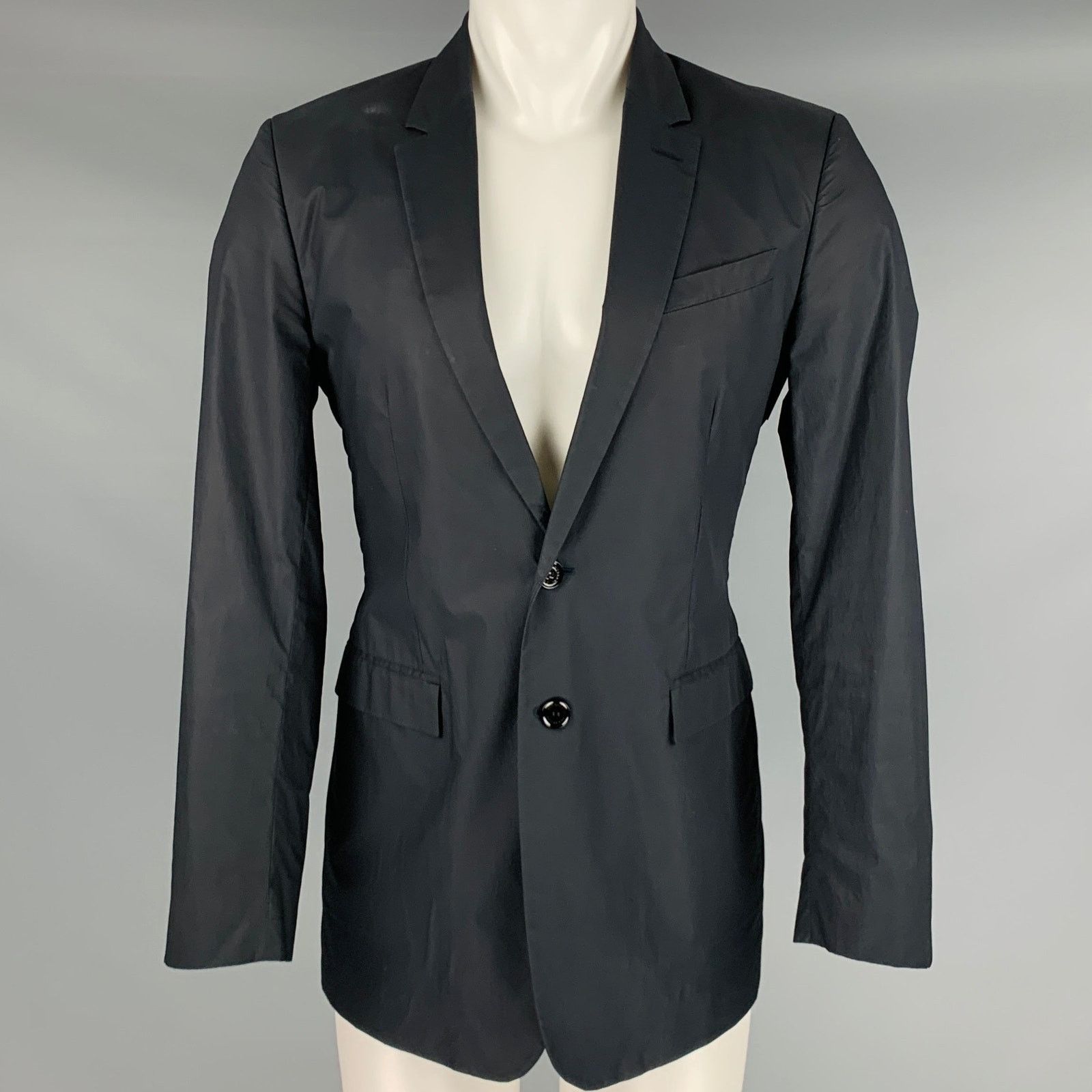 Burberry Prorsum BURBERRY PRORSUM Size 40 Black Coated Cotton Sport Coat Size 40R - 1 Thumbnail