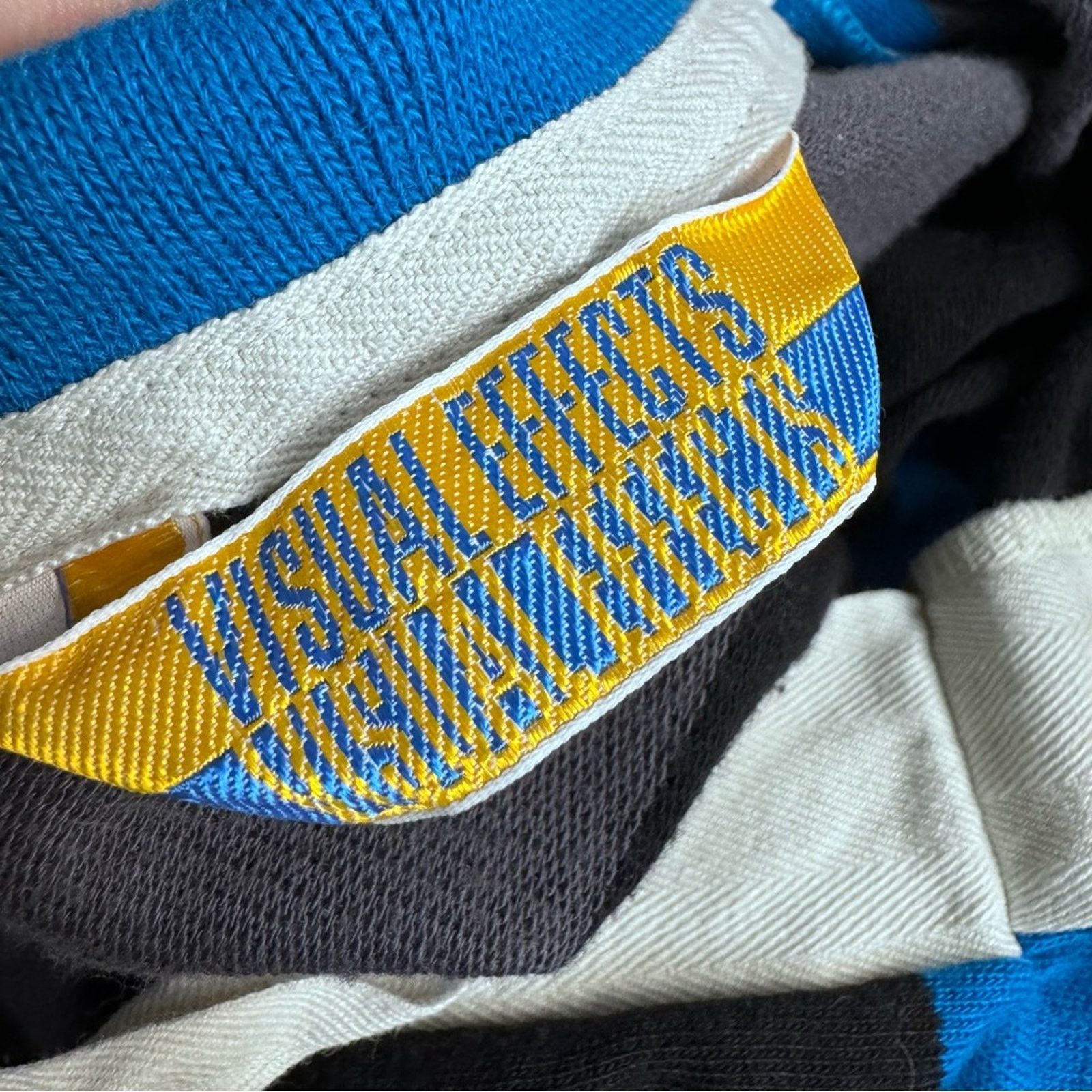 Vintage Vintage 90s Visual Effects Rugby Shirt Striped Polo Size US XL / EU 56 / 4 - 3 Thumbnail