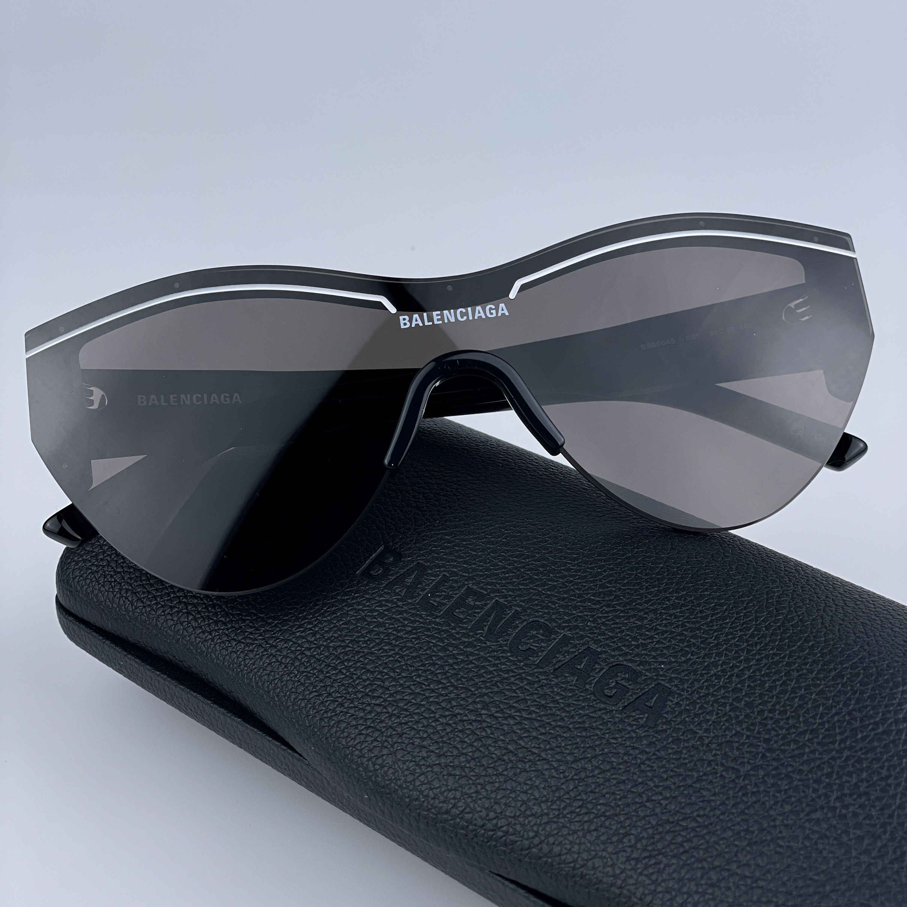 Balenciaga NEW Balenciaga BB0004S 001 Grey Shield Unisex Sunglasses Size ONE SIZE - 3 Thumbnail