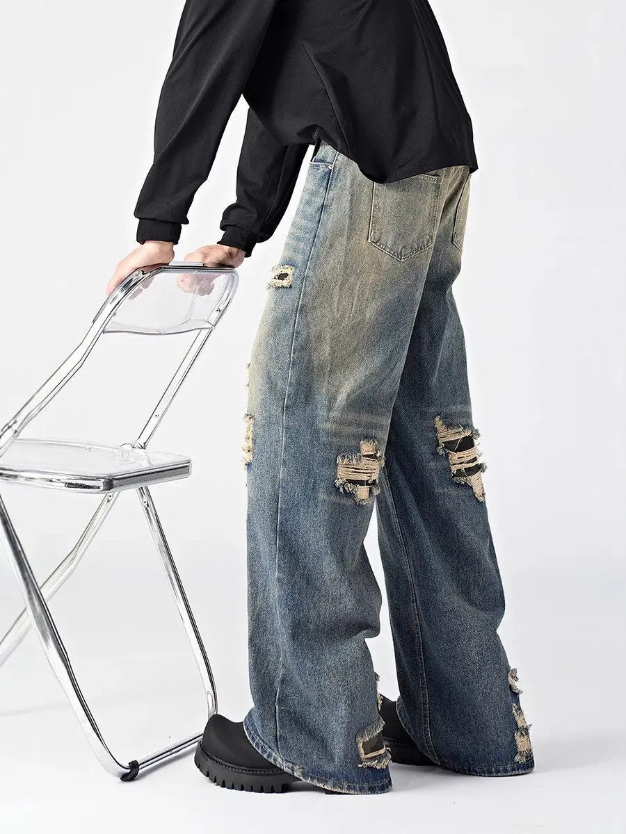 Japanese Brand Retro loose straight leg casual jeans Size US 32 / EU 48 - 5 Thumbnail