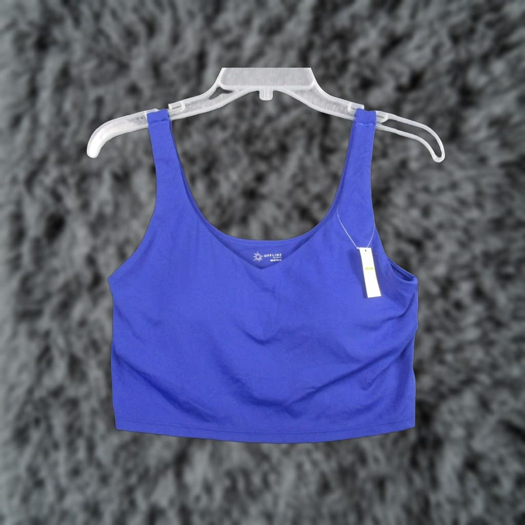 Vintage OFFLINE By Aerie Sports Bra Womens Large Blue Real Me Jersey Stretch Workout Size L / US 10 / IT 46 - 1 Thumbnail