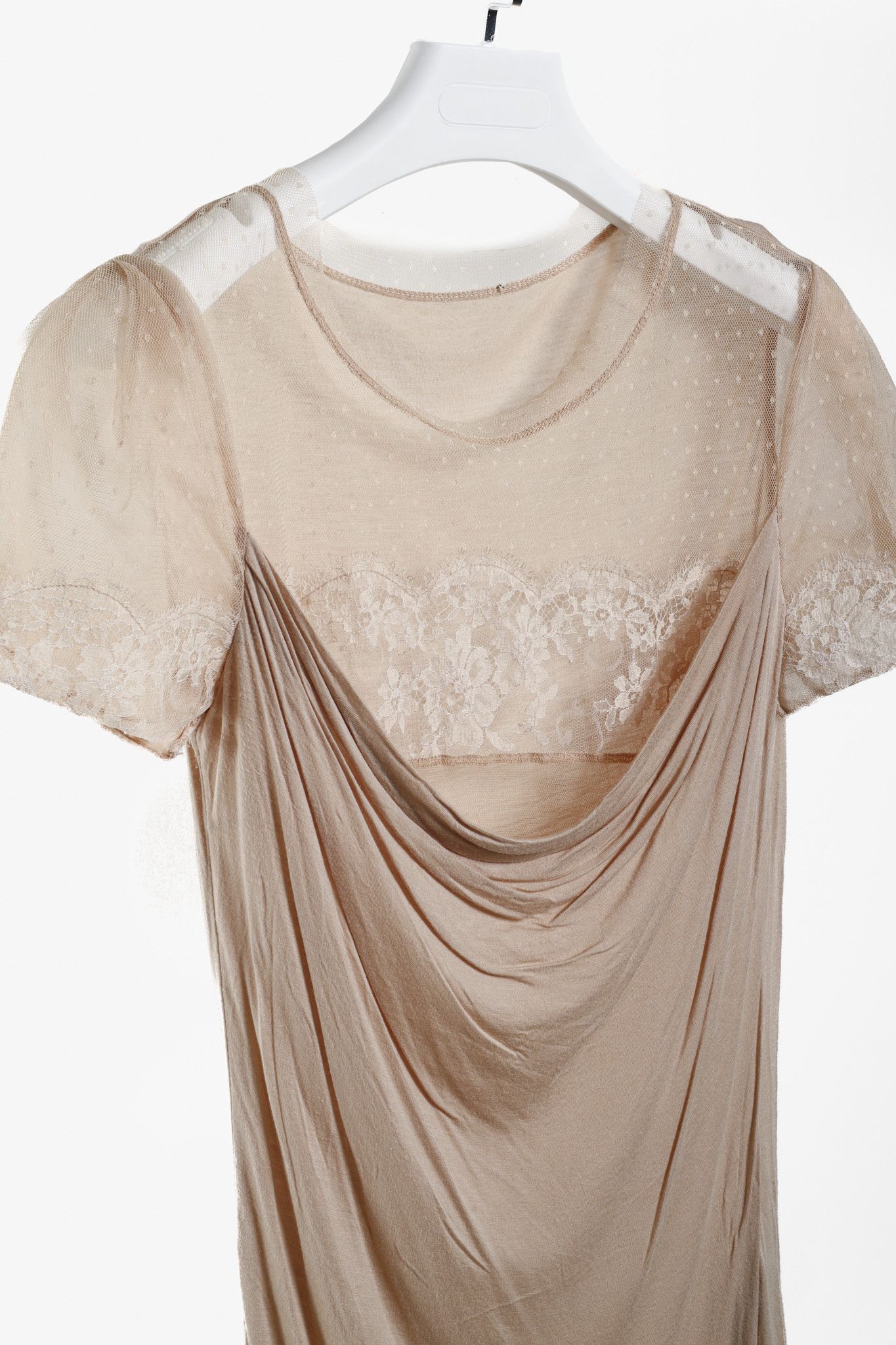 Valentino Valentino Pale Pink Lace Tee Size L / US 10 / IT 46 - 3 Thumbnail