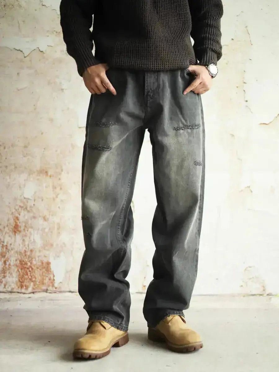 Japanese Brand Black and grey worn-in washed jeans Size US 30 / EU 46 - 1 Thumbnail
