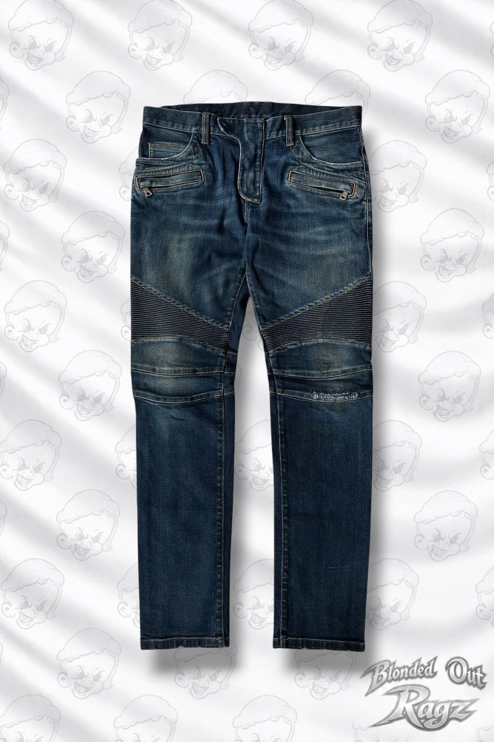 Balmain FW16 Balmain Dark Navy Biker Jeans Made In Japan Rousteing Size US 32 / EU 48 - 1 Thumbnail