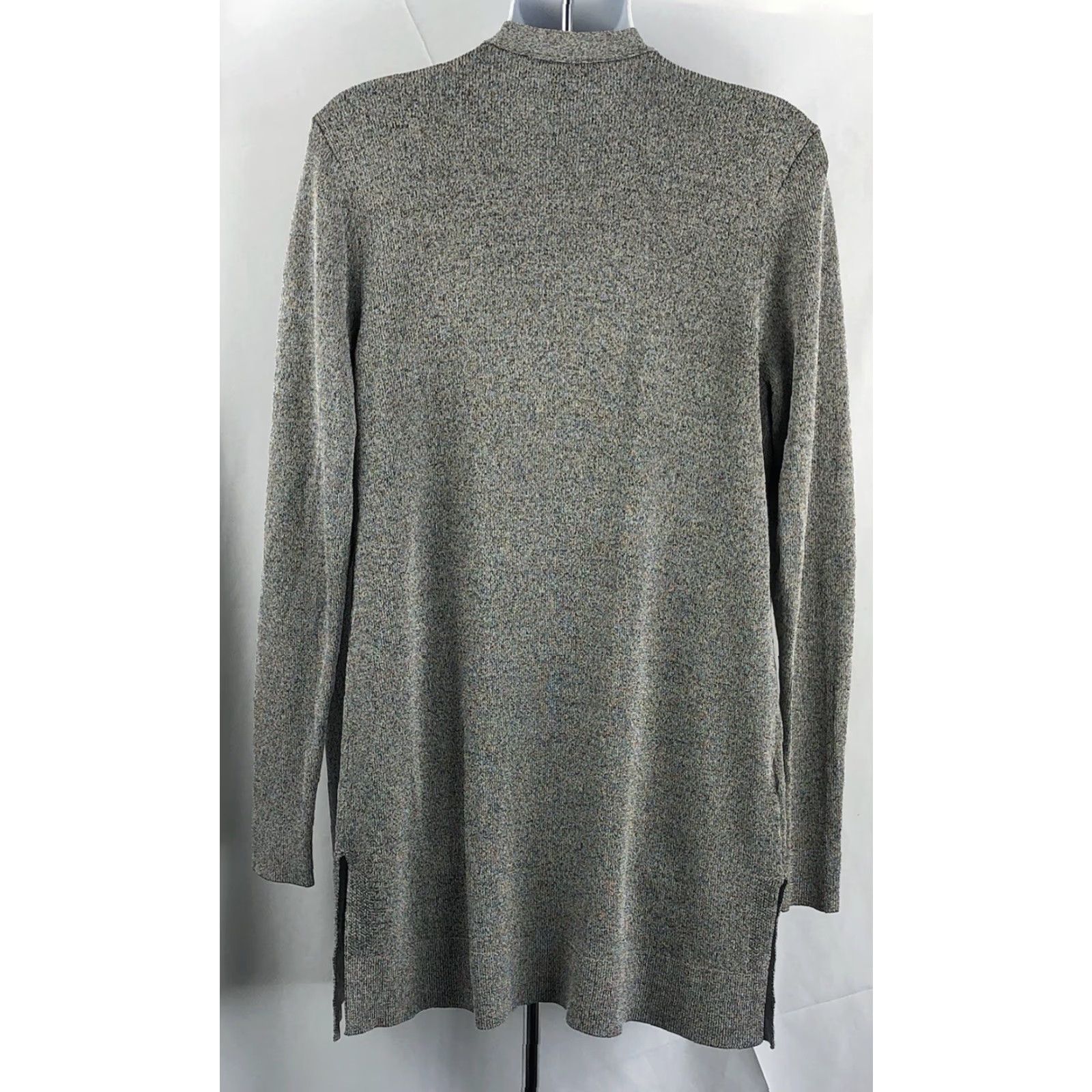 Ann Taylor NWT Ann Taylor Cardigan Duster Sweater Gray Open Front Long Sleeve S Womens Modern Workwear Casual Knit Open Slits 67% Viscose 32% Nylon 1% Spandex Size S / US 4 / IT 40 - 6 Thumbnail