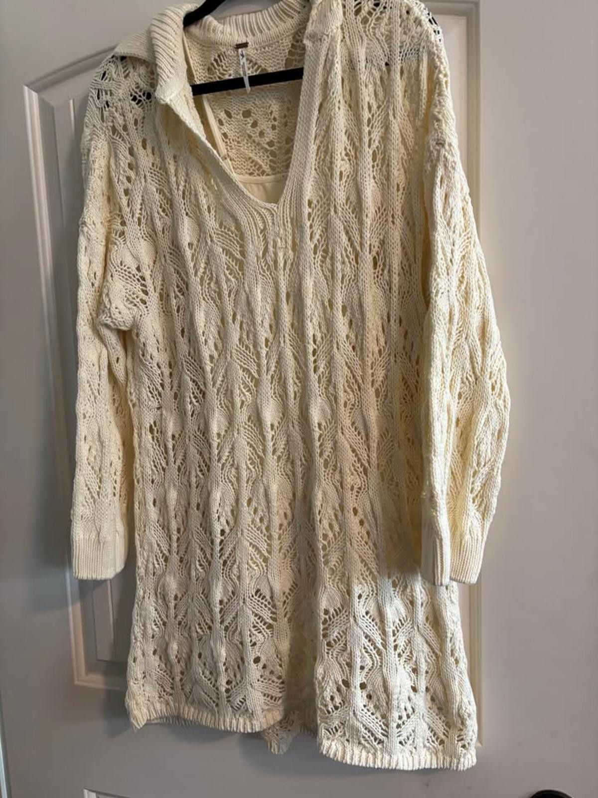 Unknown London Free People Elton Mini Knit Long Sleeve Boho Dress Size L / US 10 / IT 46 - 1 Thumbnail