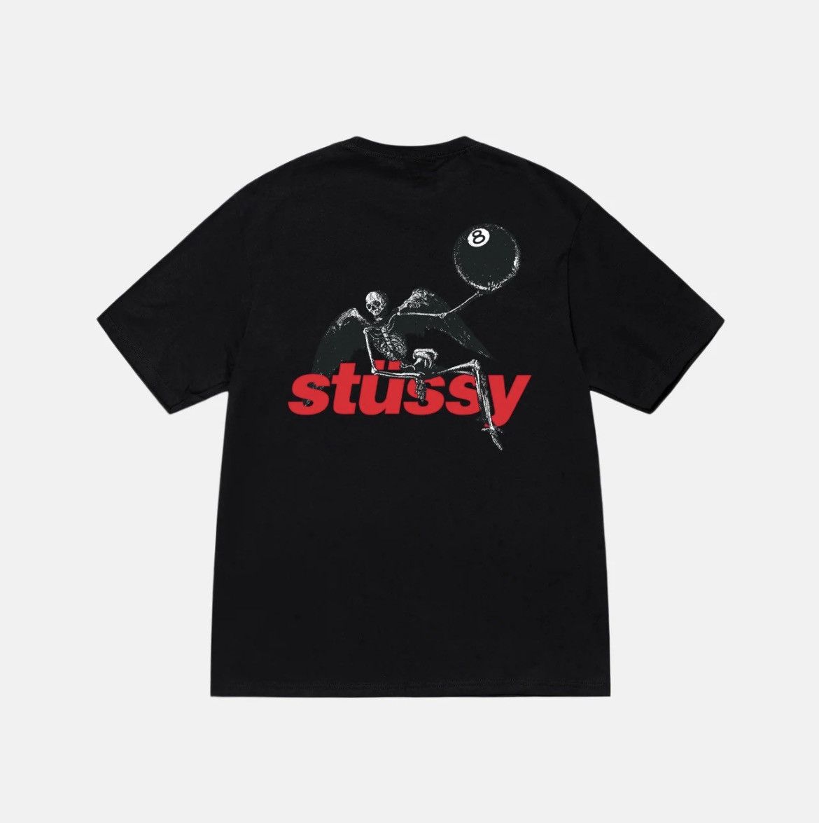 image of Stussy Apocalypse 8 Ball Logo Tee Shirt in Black, Men's (Size XL)