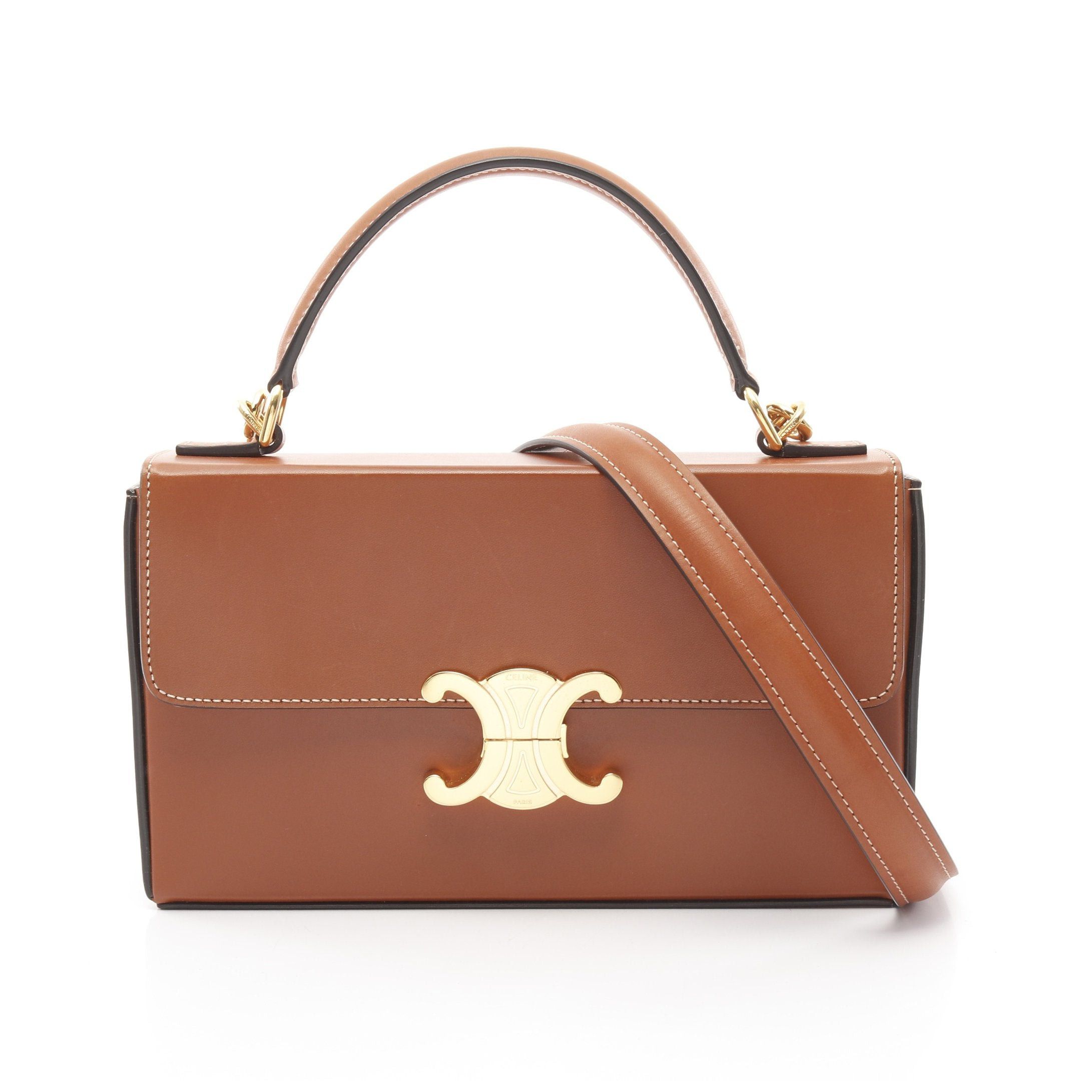 Celine Box Triomphe Top Handle Tas Celine Box Bag Tan Celine