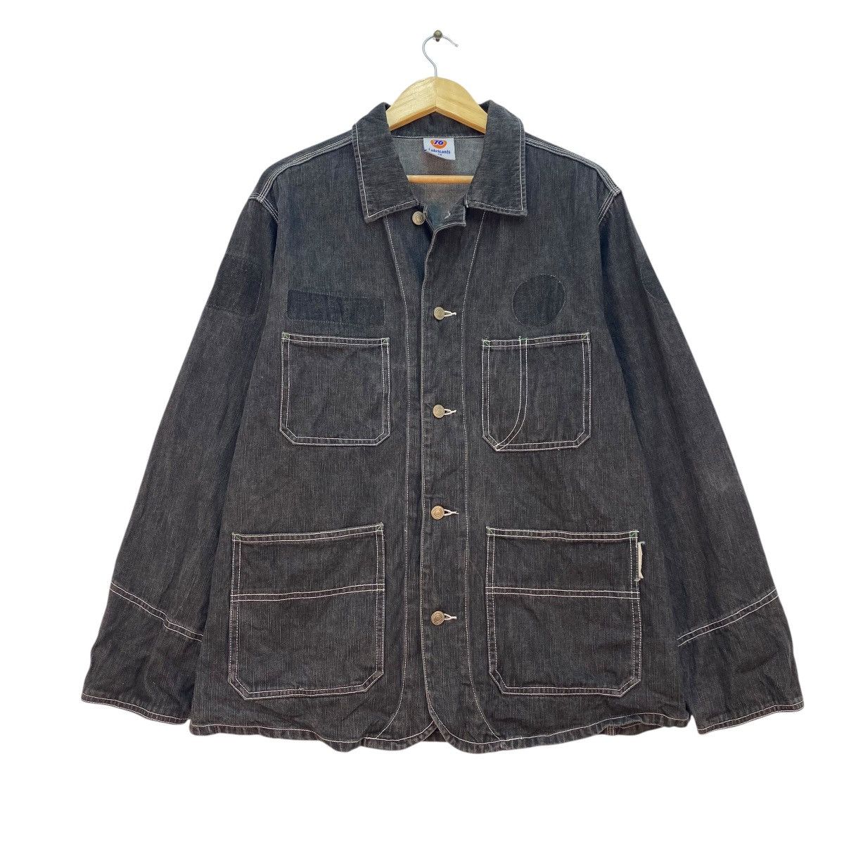 Japanese Brand 💥Vintage Lubricant 76 Style Denim Chore Jacket Size US M / EU 48-50 / 2 - 1 Thumbnail