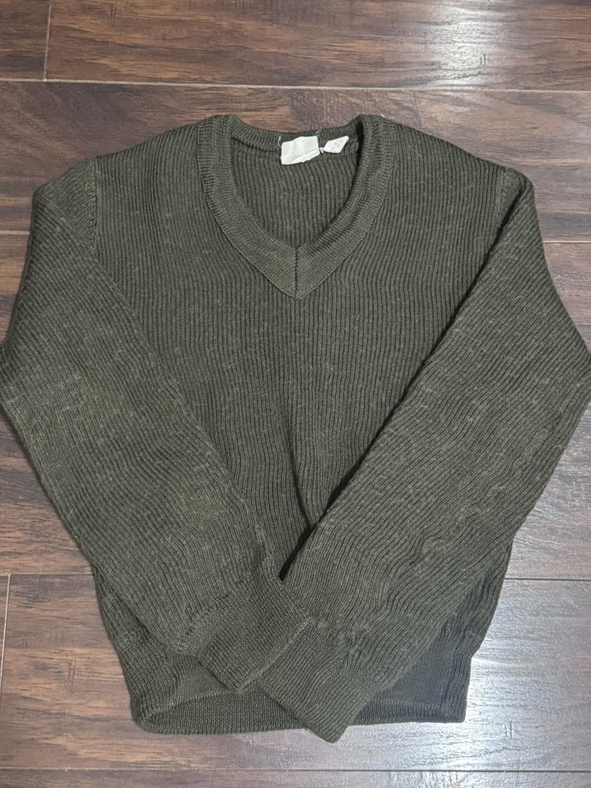 Vintage French Military V Neck Sweater Size US XS / EU 42 / 0 - 1 Thumbnail