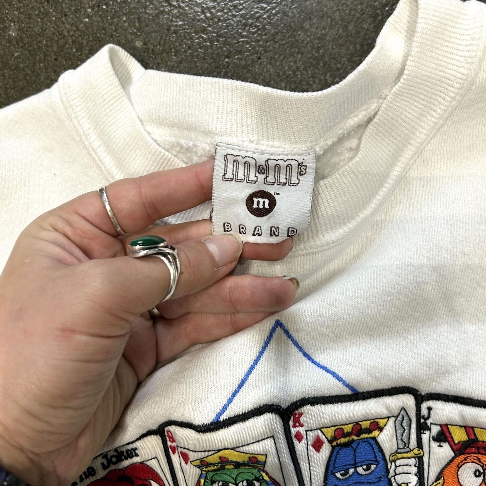 Vintage VINTAGE M&M's Sweatshirt Mens XL White Graphic Print Las Vegas Playing Cards Embroidered Logo Size US XL / EU 56 / 4 - 3 Thumbnail