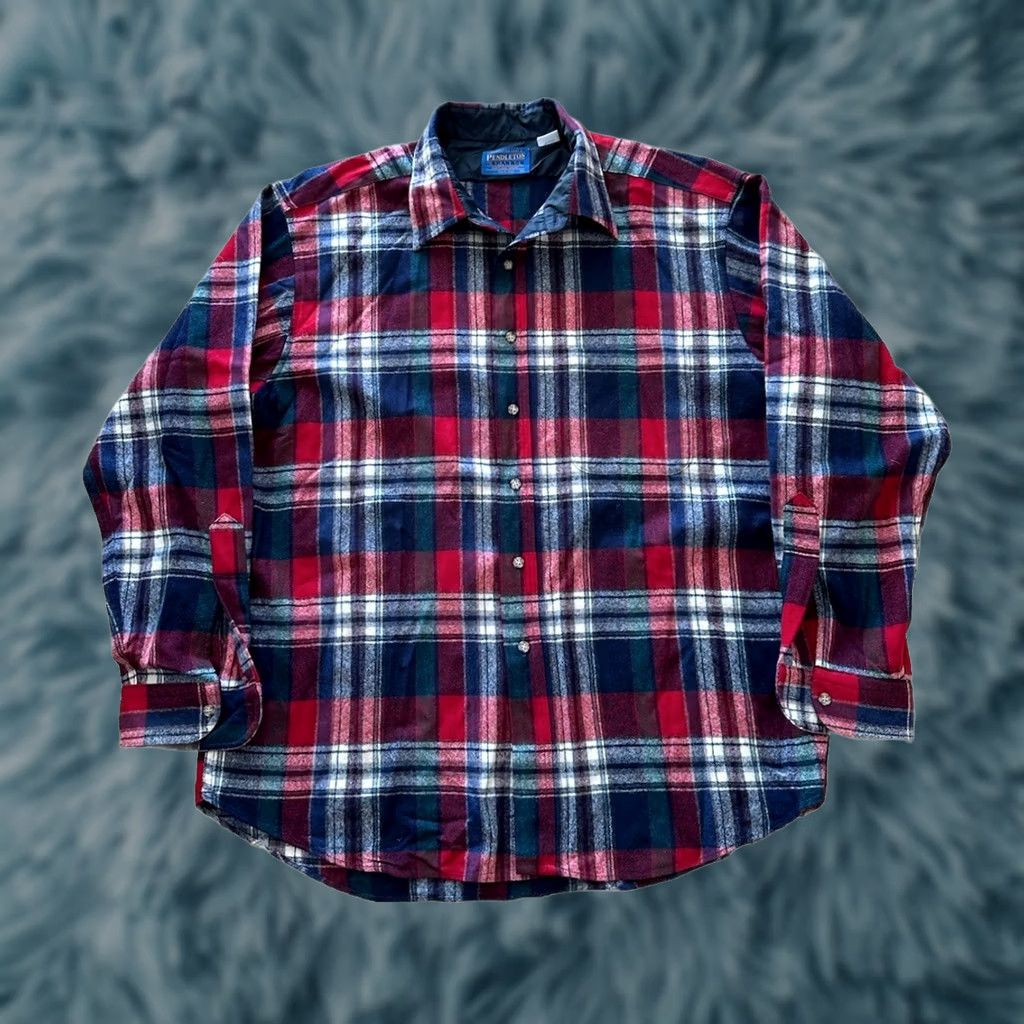 Pendleton VINTAGE Pendleton 100% Virgin Wool Shirt Mens XL Blue Plaid Made In USA 80’s Board Shirt Button-Up Long Sleeve Size US XL / EU 56 / 4 - 1 Thumbnail