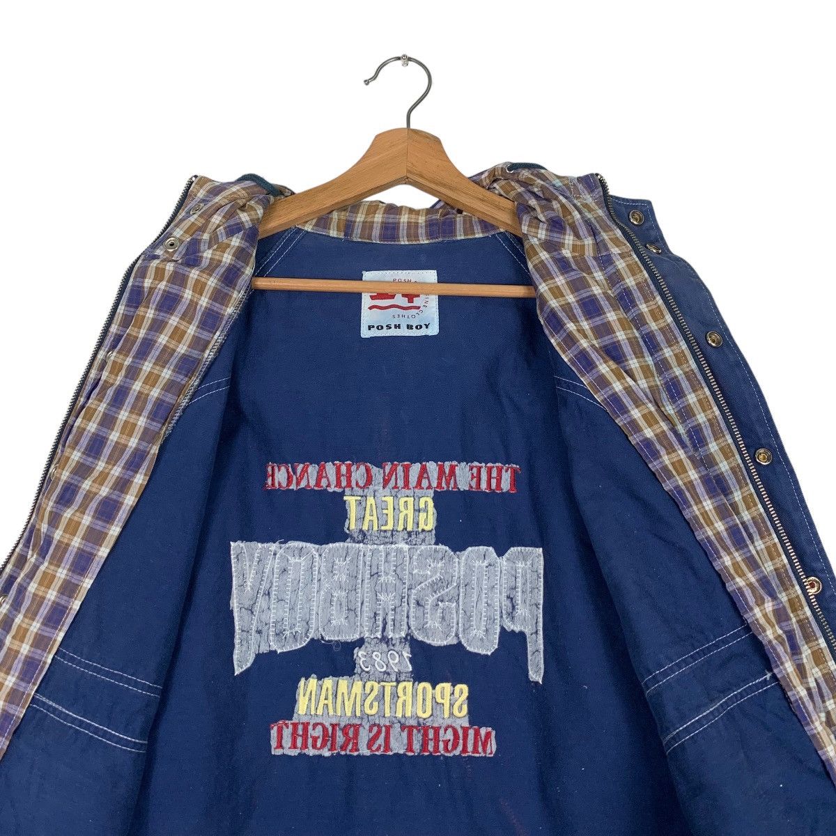 Japanese Brand POSH BOY Big Logo Hooded Chore Jacket #0579-C26 Size US L / EU 52-54 / 3 - 15 Thumbnail