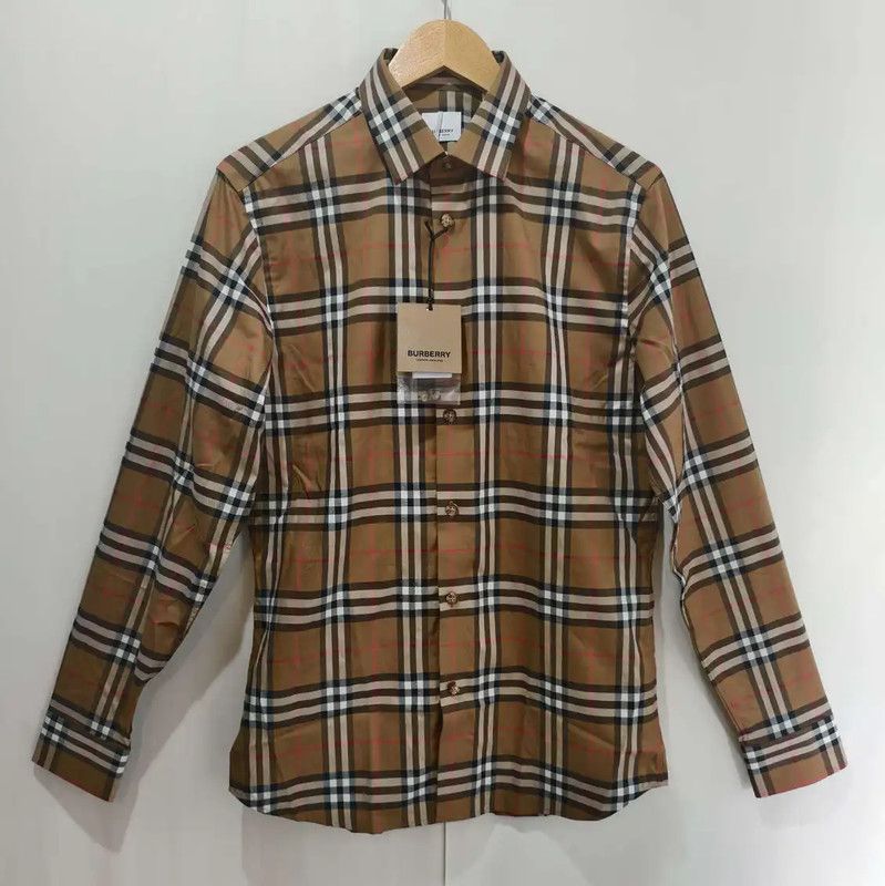 Burberry Burberry Brown Cotton Long Sleeve Shirt Size US S / EU 44-46 / 1 - 1 Thumbnail