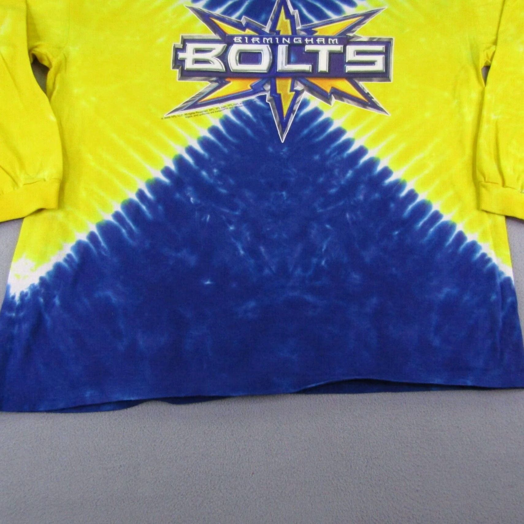 Liquid Blue Vintage Liquid Blue Birmingham Bolts XL Cotton Graphic Print T-Shirt Blue Yellow Tie Dye XFL Football Mens Size US XL / EU 56 / 4 - 4 Thumbnail