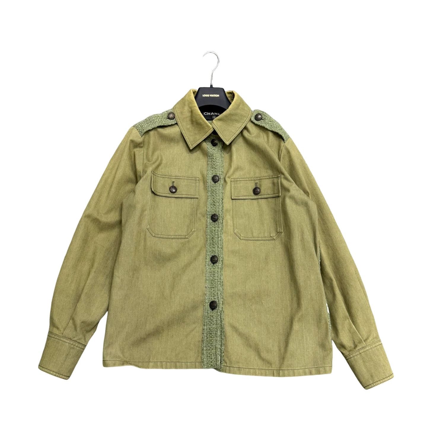 Chanel Chanel Tweed Paneled Denim Shirt FR 40 Size M / US 6-8 / IT 42-44 - 1 Thumbnail