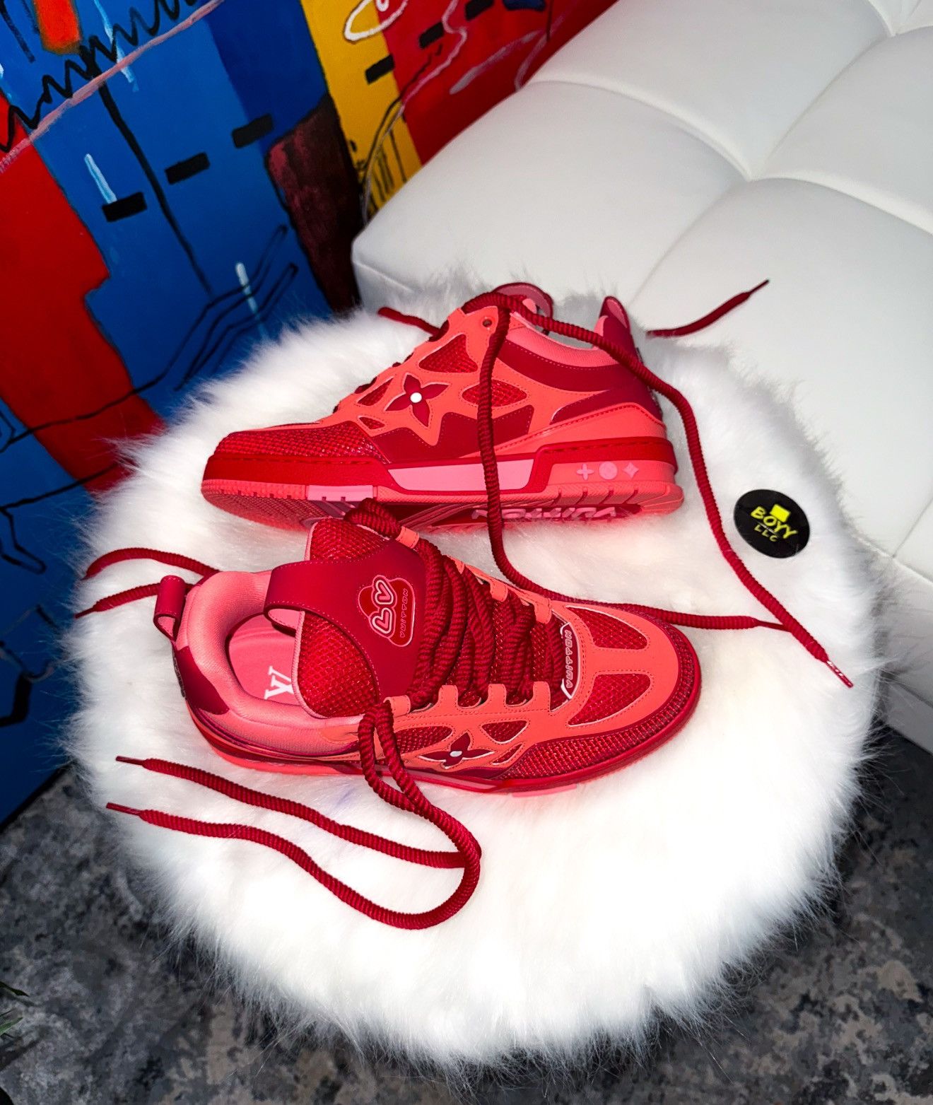 Pre-owned Louis Vuitton Skate Trainers Lv7 Us9 Shoes In Red
