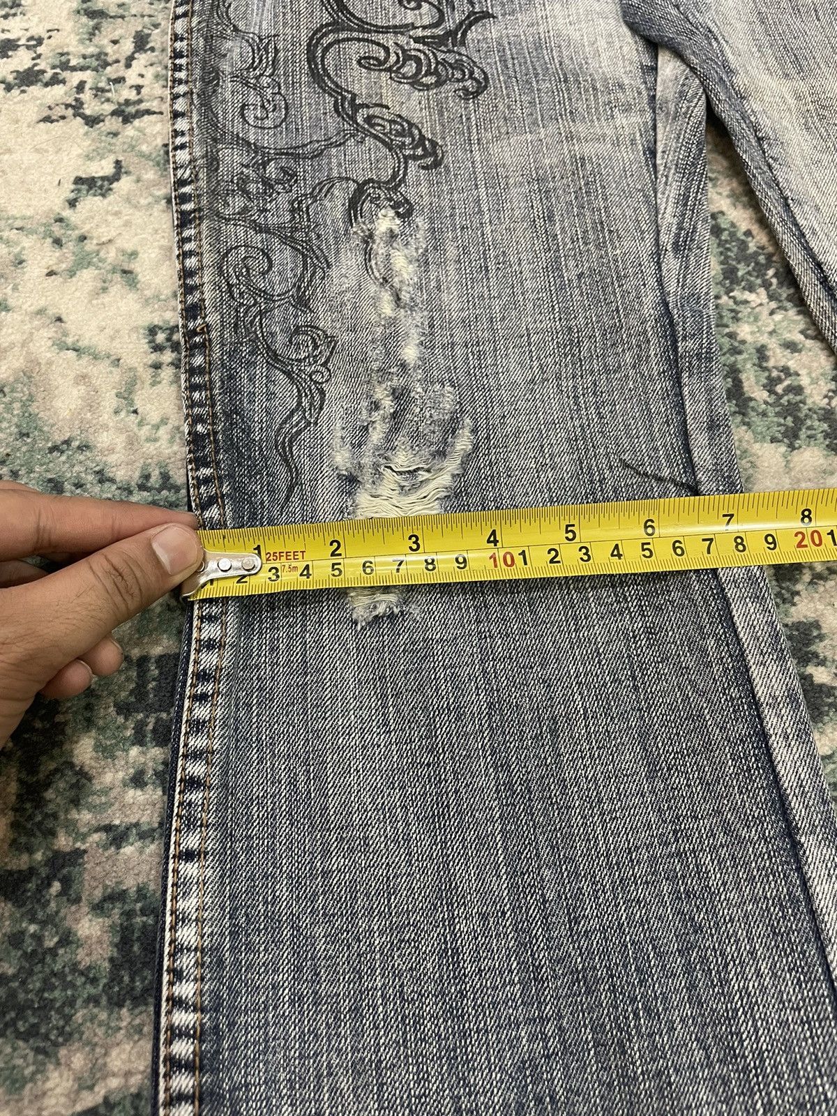 Vintage Semantic Design Paint X Distressed Flare Jeans