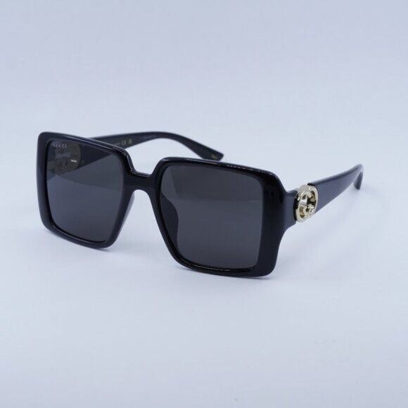 Gucci Gucci GG1692SA 001 Sunglasses Shiny Black Square Frame, Grey Size ONE SIZE - 1 Thumbnail