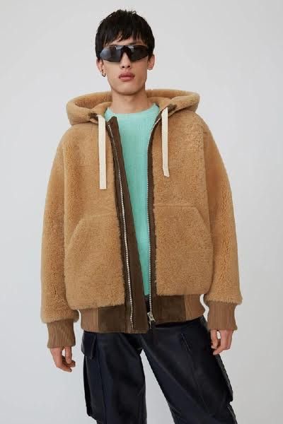 Acne Studios Hooded shearling jacket Almond beige Size US M / EU 48-50 / 2 - 1 Thumbnail