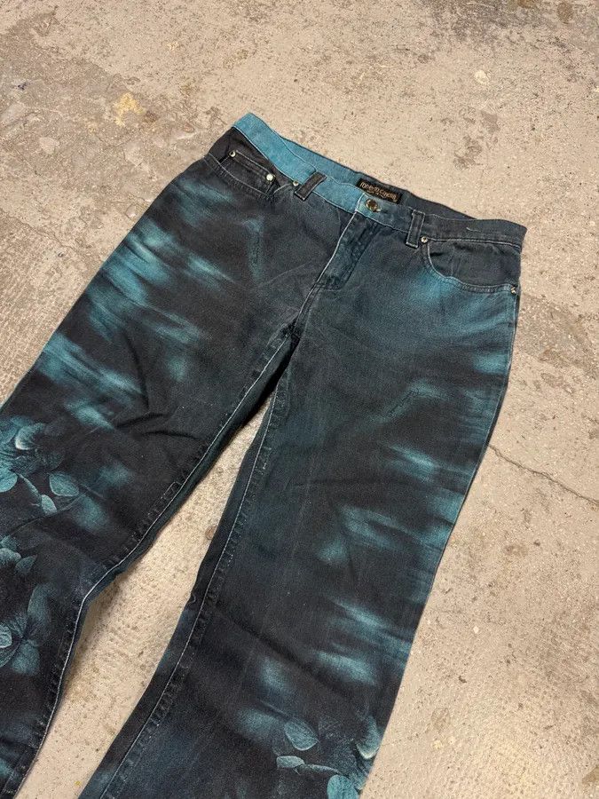 Designer × Roberto Cavalli × Vintage FW2000 Roberto Cavalli Blue Flowers Spectrum Pants Size US 31 - 6 Thumbnail