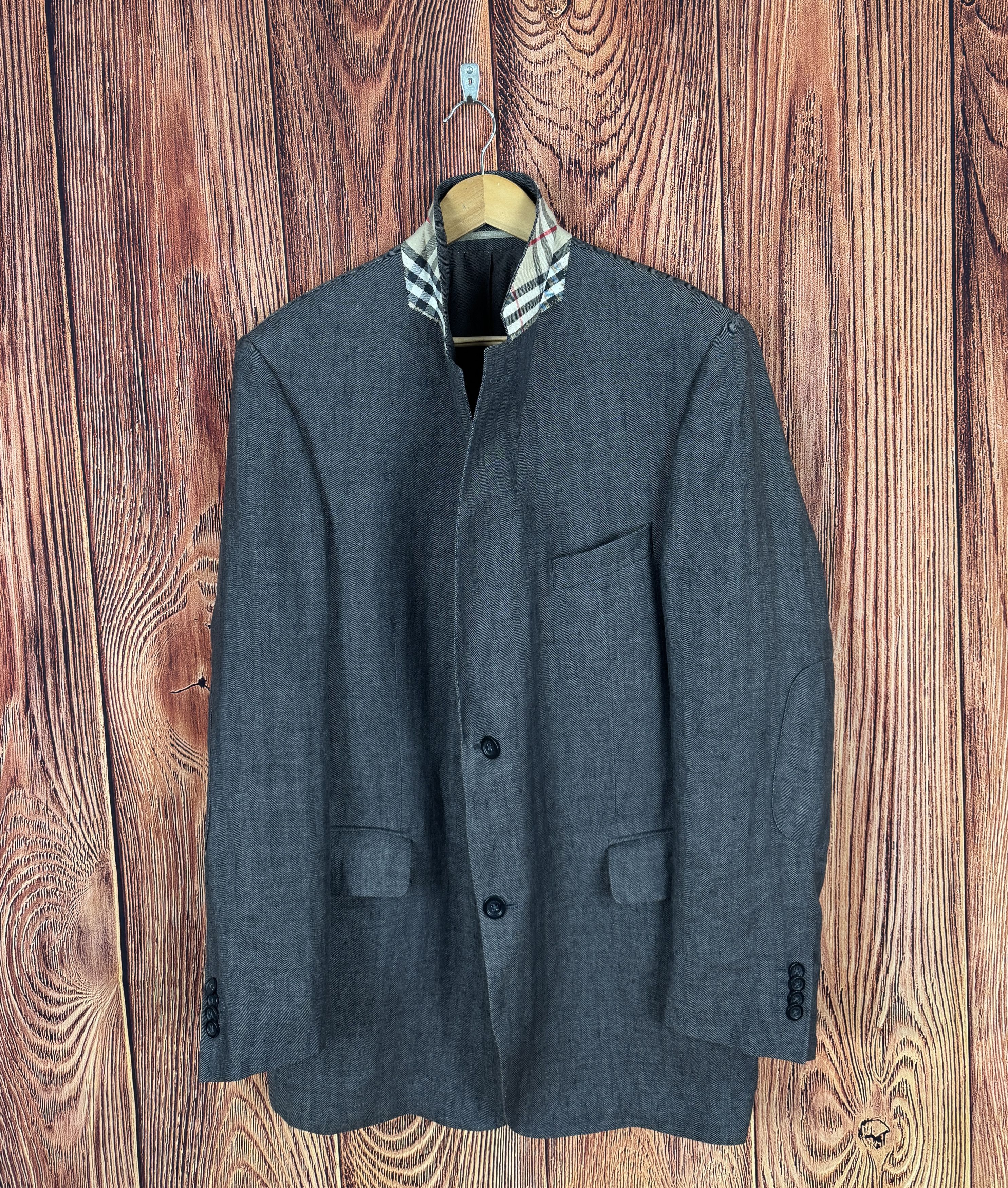 Burberry London Linen Nova Check Colar Blazer Size 26