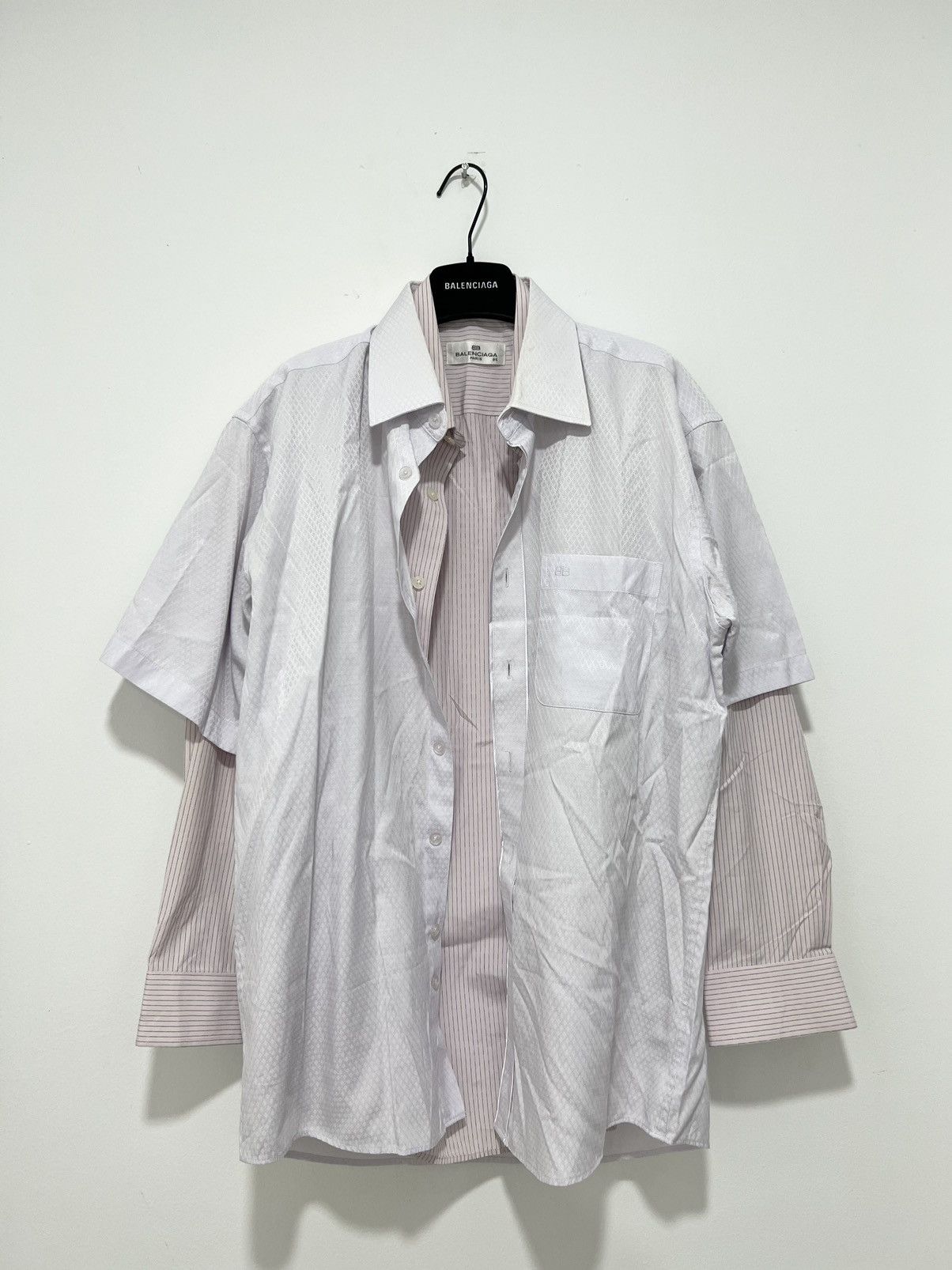 image of 1 Of 1 x Balenciaga Hybrid Double Layer Shirt in Silver, Men's (Size Medium)