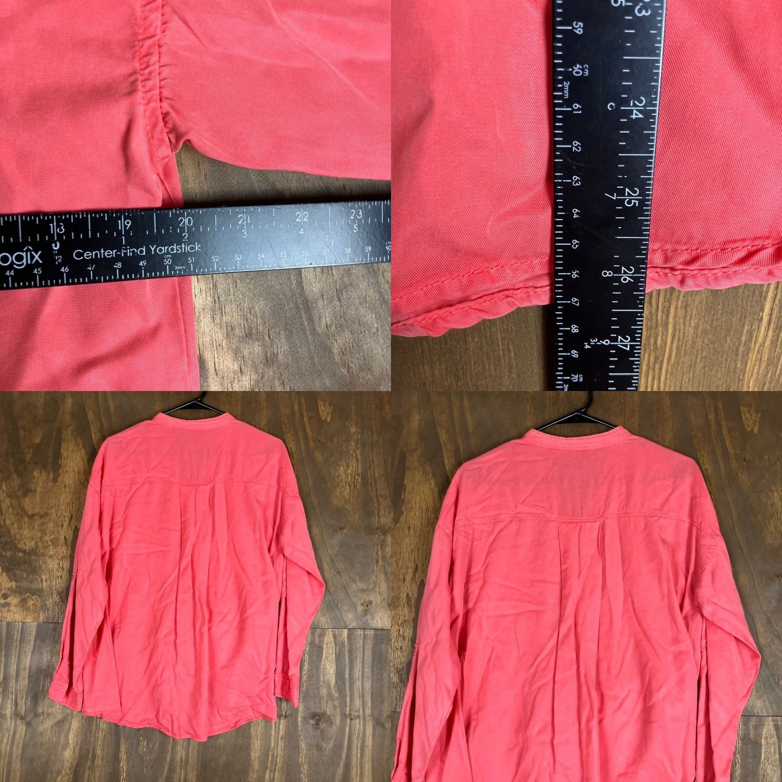 Zara Zara Womens Blouse V Neck Button-Down Long Sleeve M Coral Utility Shirt Womens Medium Coral V-Neck Button-Down Long Sleeve Blouse Size M / US 6-8 / IT 42-44 - 8 Thumbnail