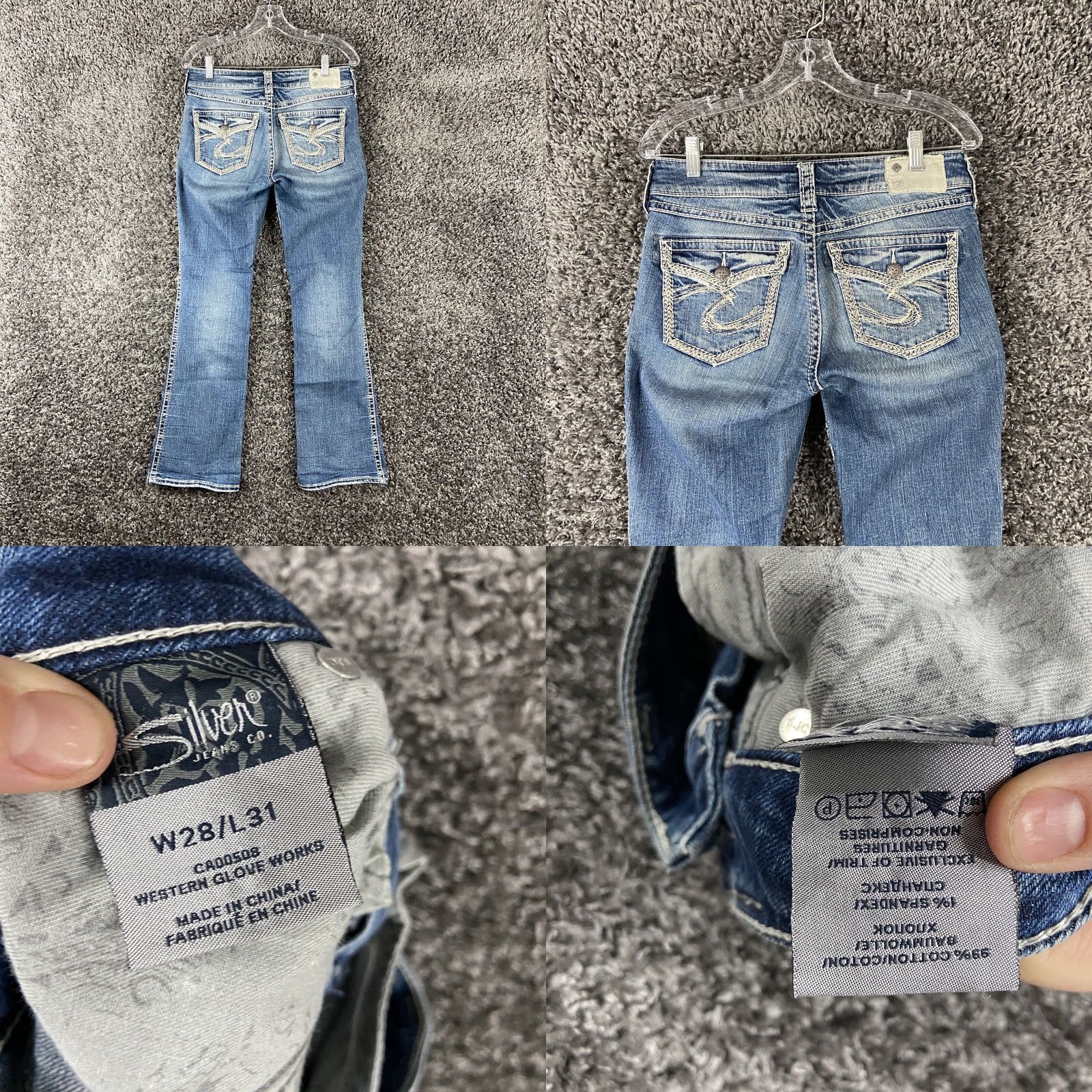 Silver Jeans Co. Silver Jeans Co Suki Flap 17” Heavy Stitch Bootcut Jeans Women Adult 28 Blue Womens Size 28" / US 6 / IT 42 - 8 Thumbnail