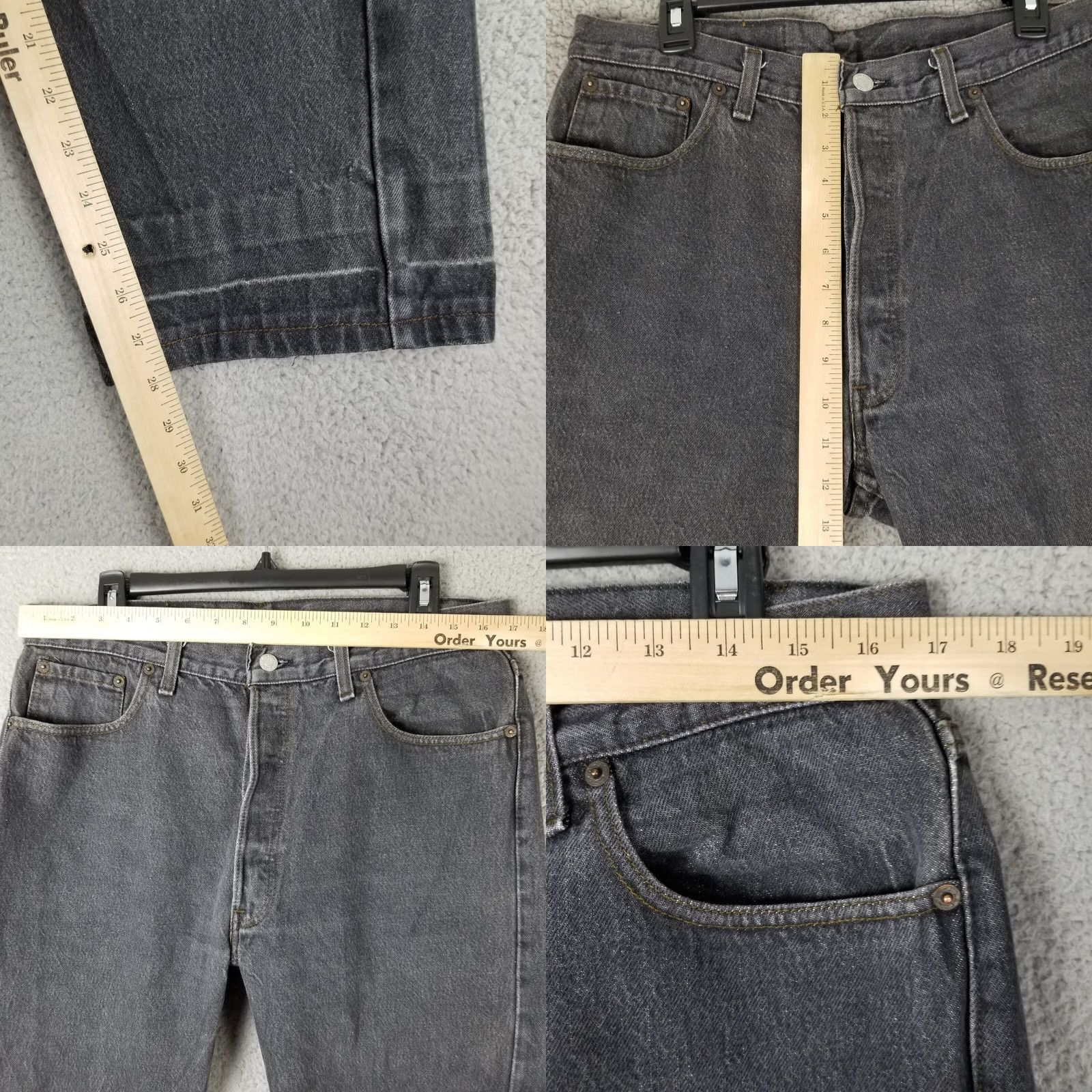 Levi's VINTAGE Levi’s 501 Jeans Gray 34X28 Made in USA Button Fly Distressed 80s Cowboy Festival Retro USA Mens Jeans Size US 34 / EU 50 - 10 Thumbnail