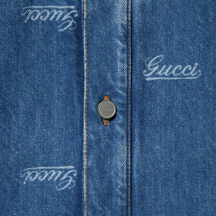 Gucci o1loc1c0226 792629 Denim Shirt With Lasered Gucci Detail Size US S / EU 44-46 / 1 - 3 Thumbnail